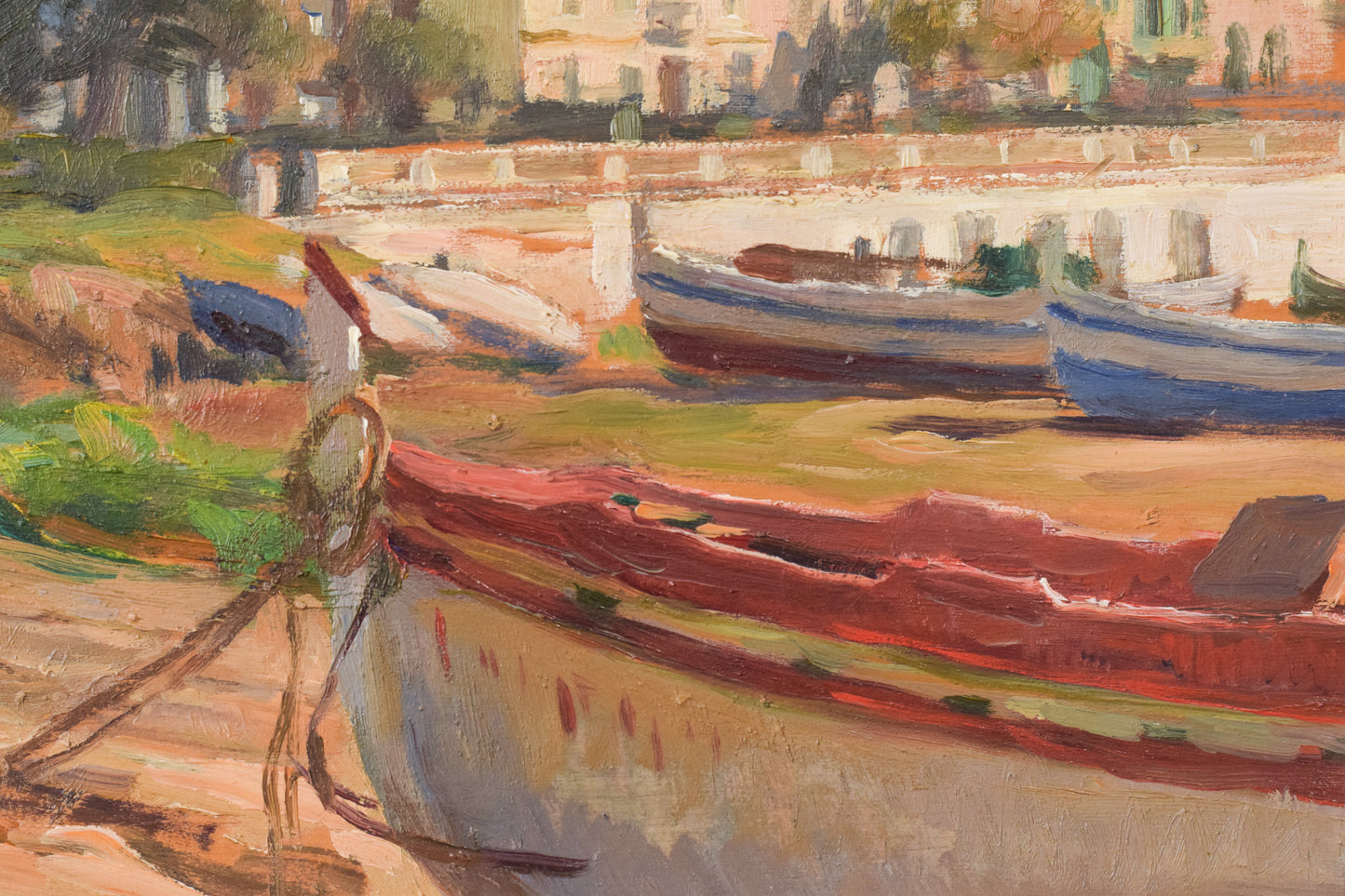 Ramón Mas i Mas - Post Impressionist Landscape With Boats