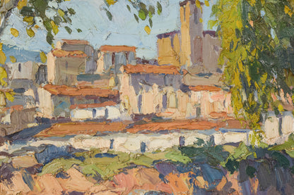 Post-Impressionist Village Scene by Francesc Carbonell Massabe