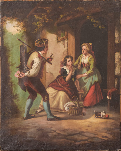 French or Flemish Golden Age Style Courtship Scene