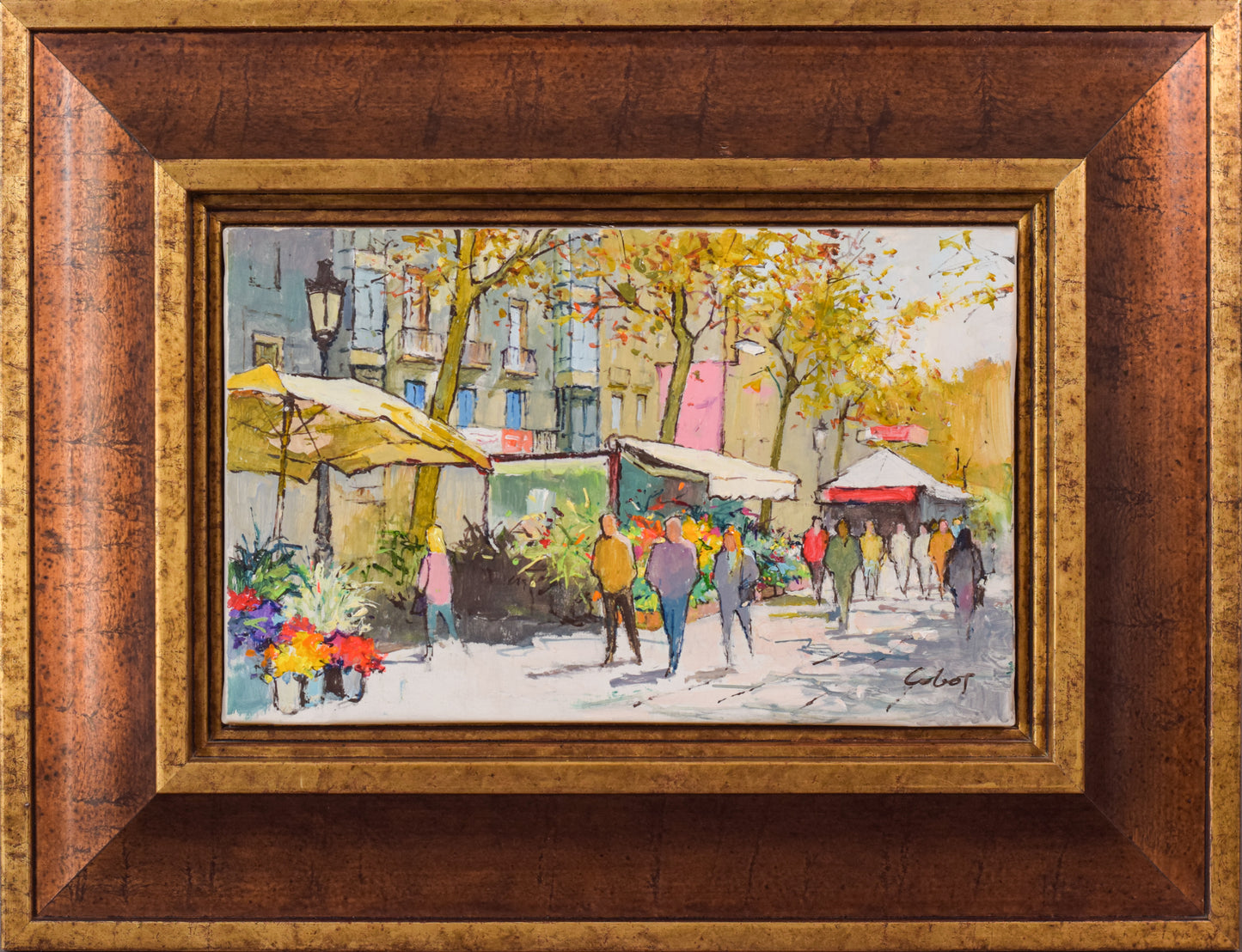 Vibrant Market Scene - Oil on Canvas