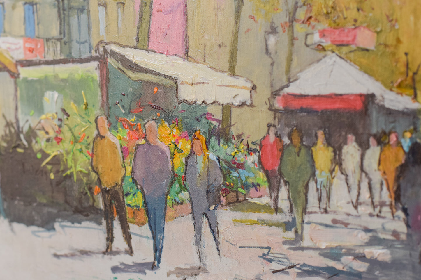 Vibrant Market Scene - Oil on Canvas