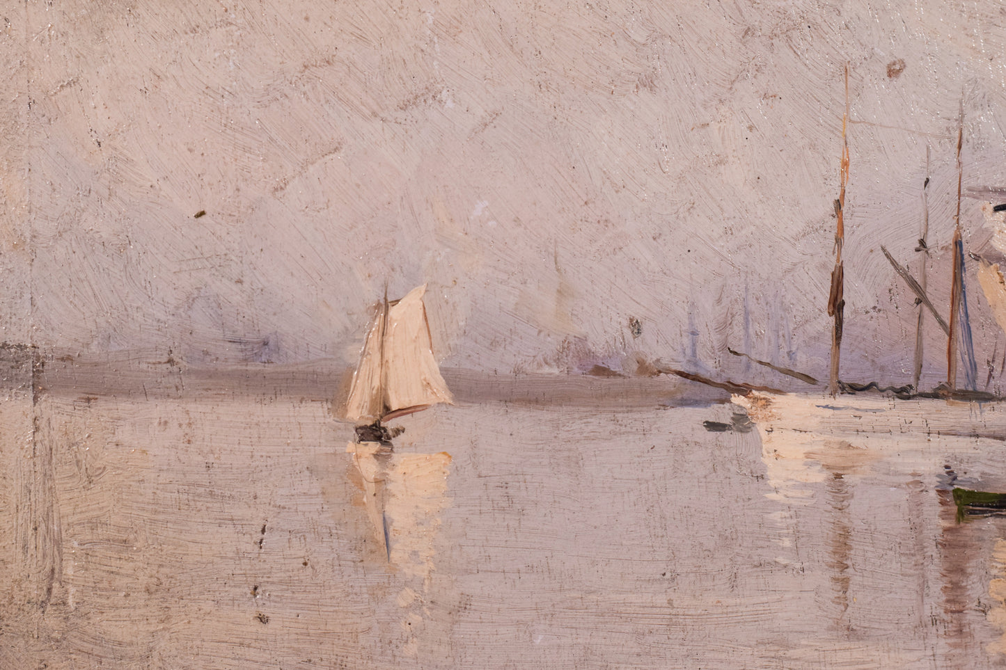 Impressionist Marine Study of a Harbour and Sailing Ships