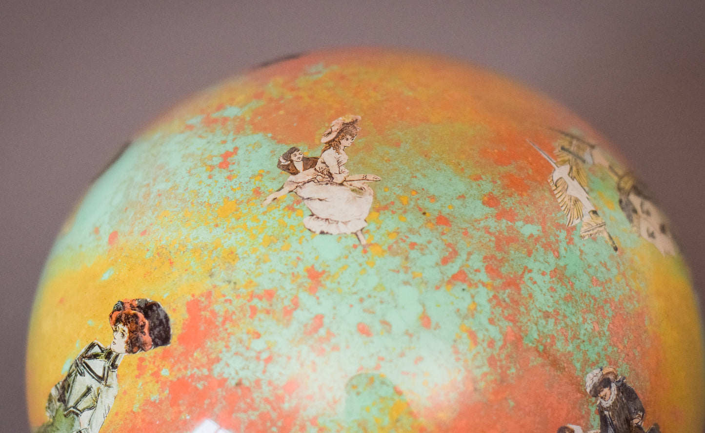 Unusual Decorated Glass Witches Ball