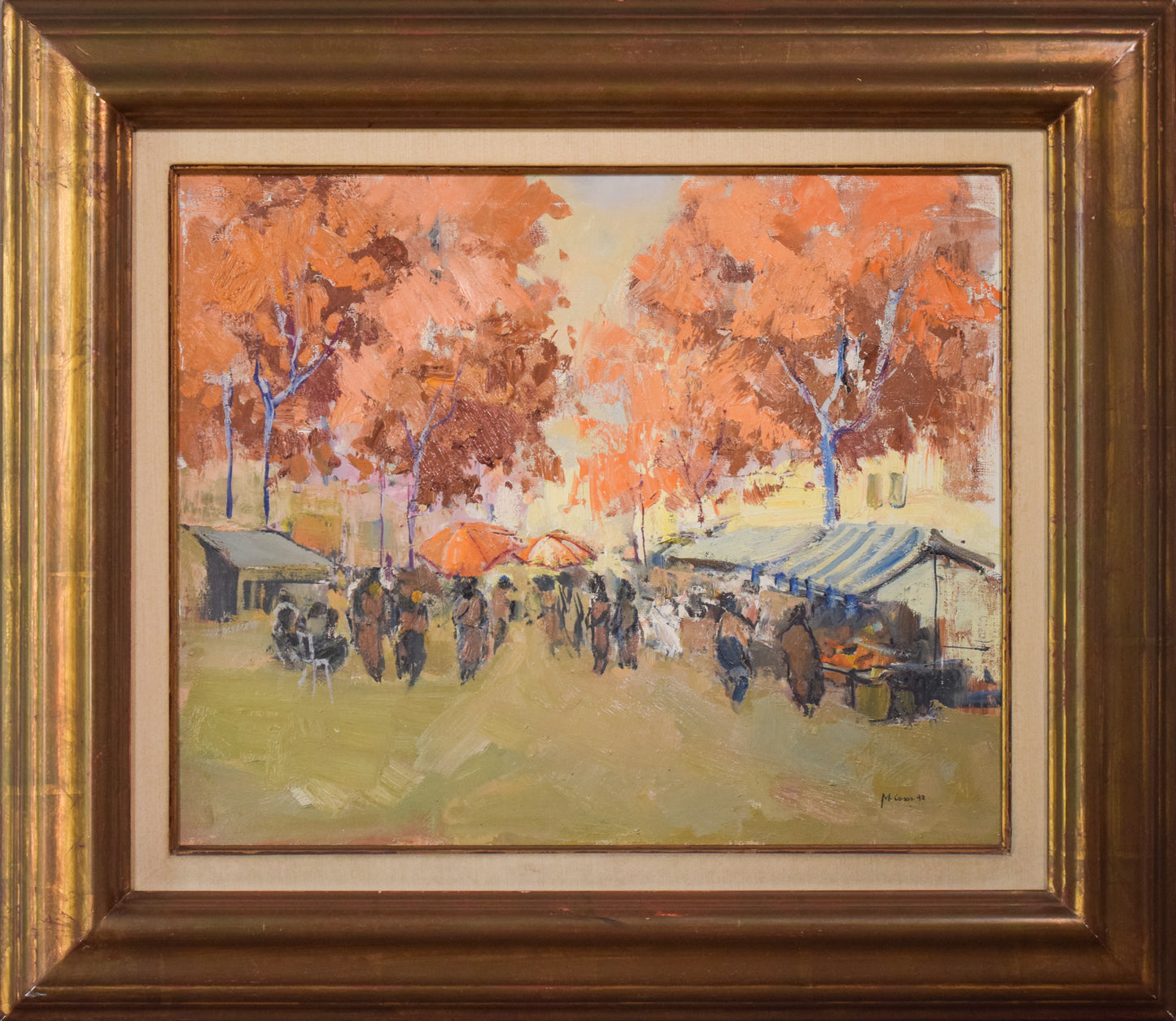 Autumn Market Scene - Oil on Canvas