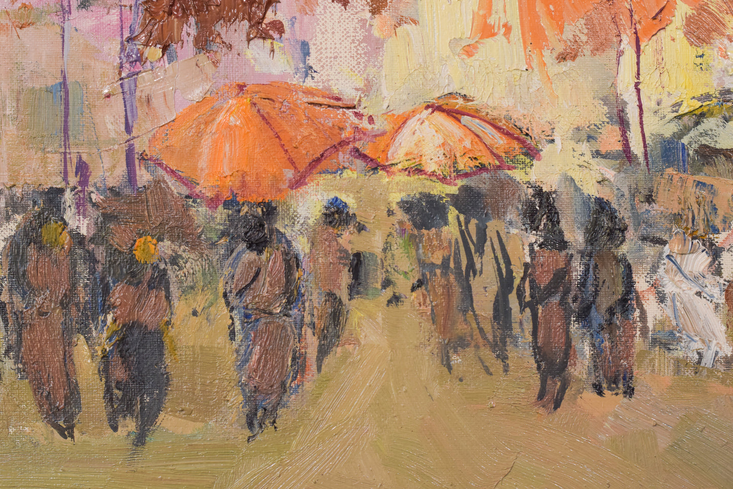 Autumn Market Scene - Oil on Canvas