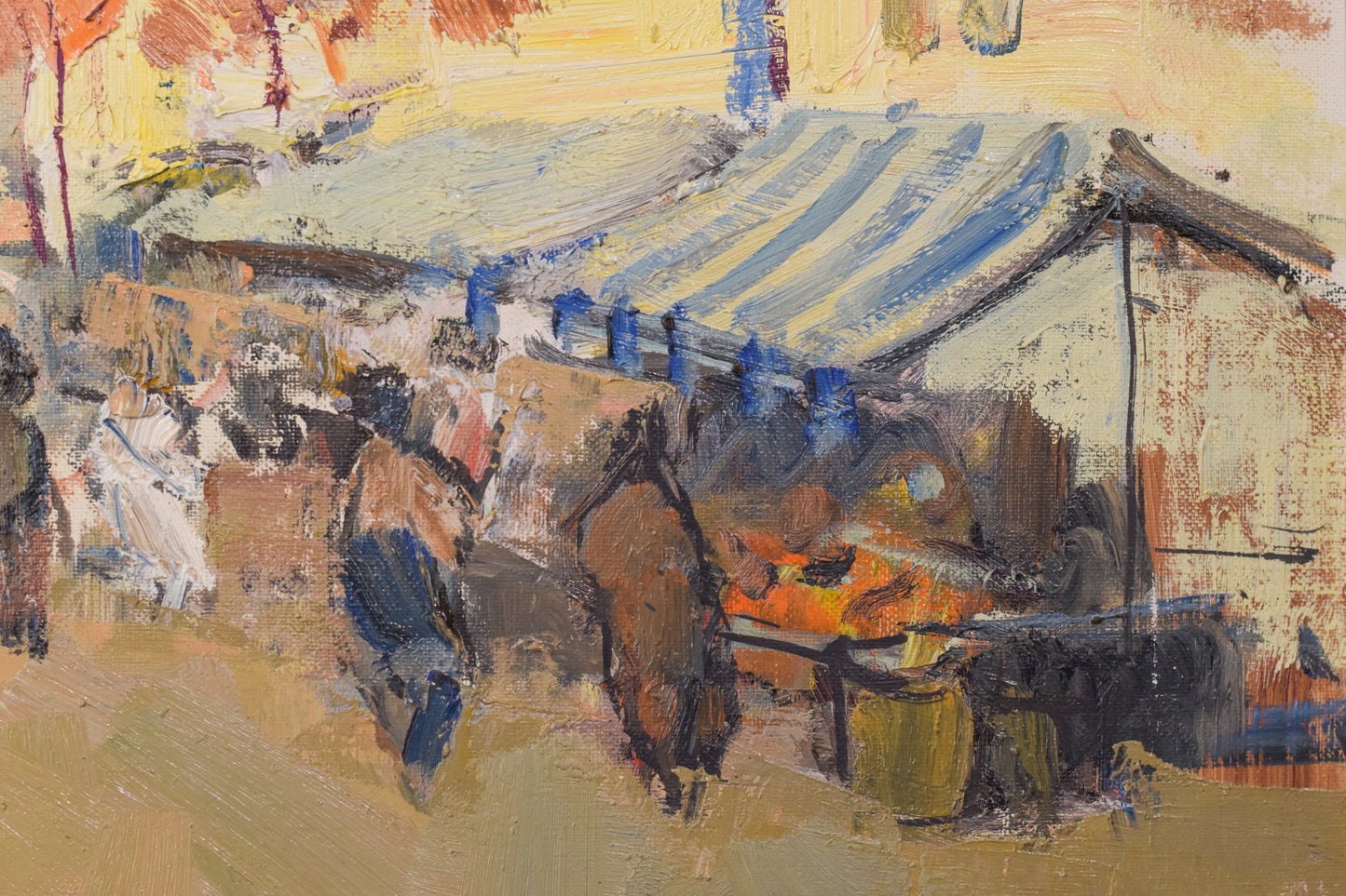 Autumn Market Scene - Oil on Canvas