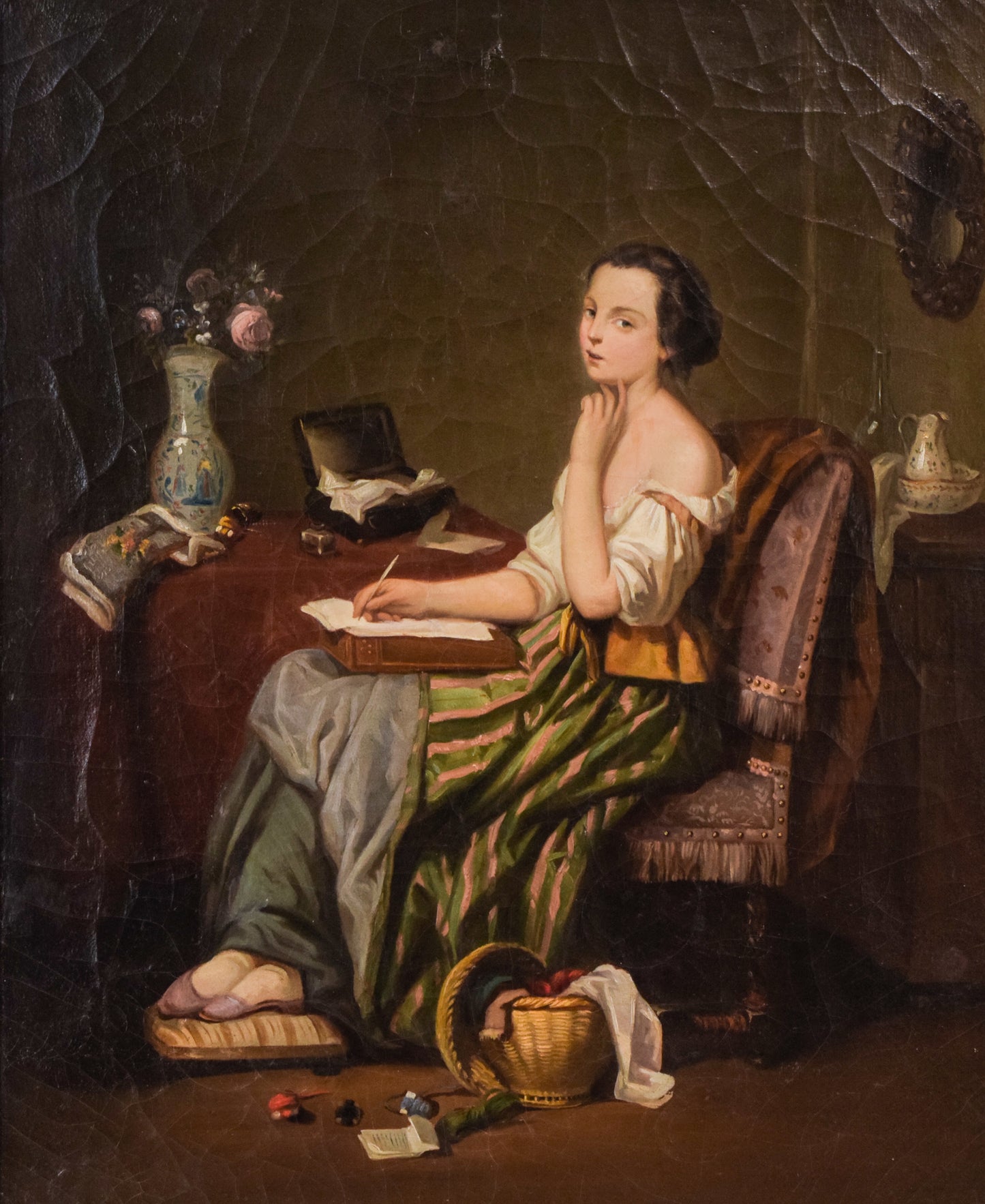 Girl Writing a Letter - Oil on Canvas