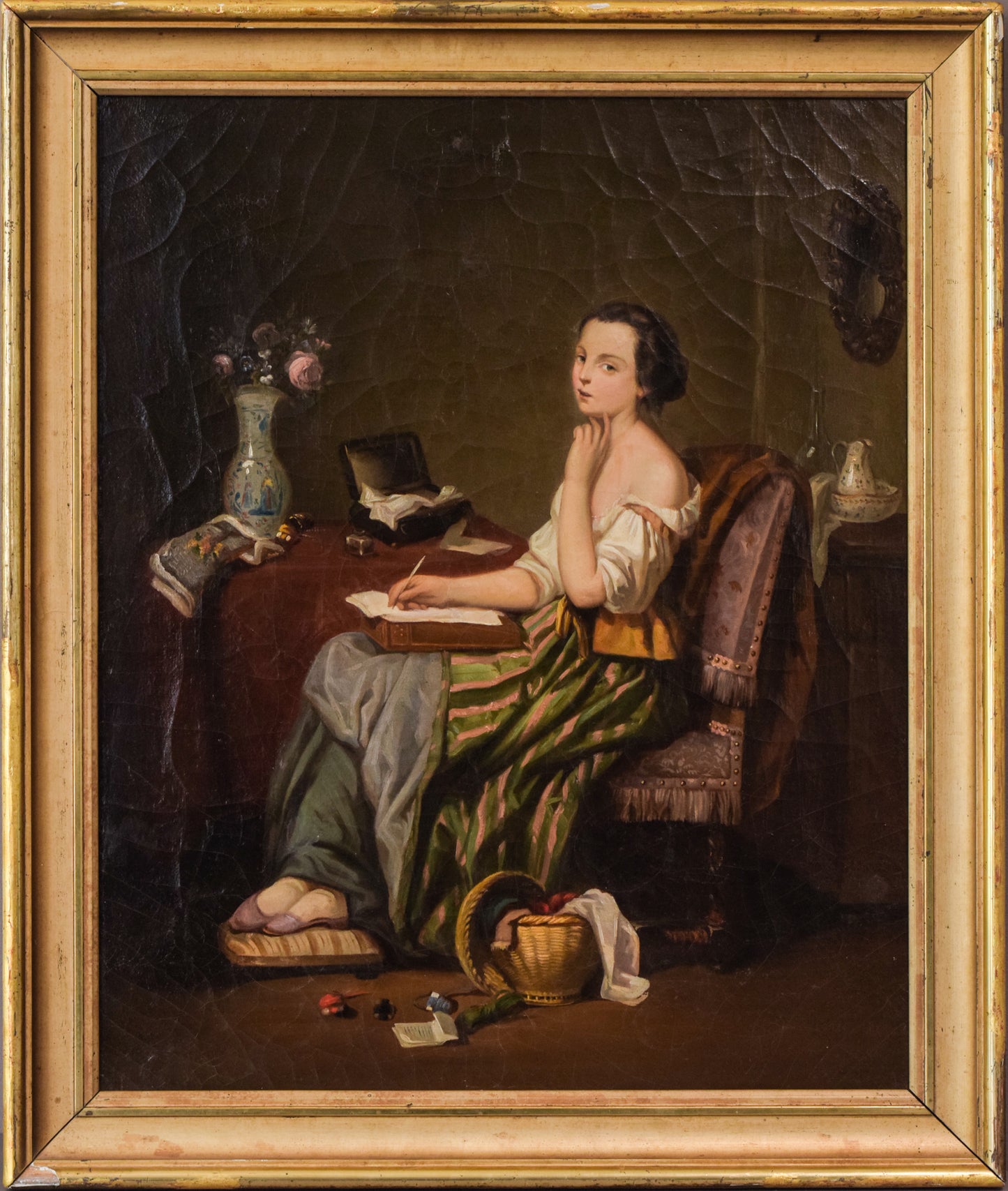 Girl Writing a Letter - Oil on Canvas