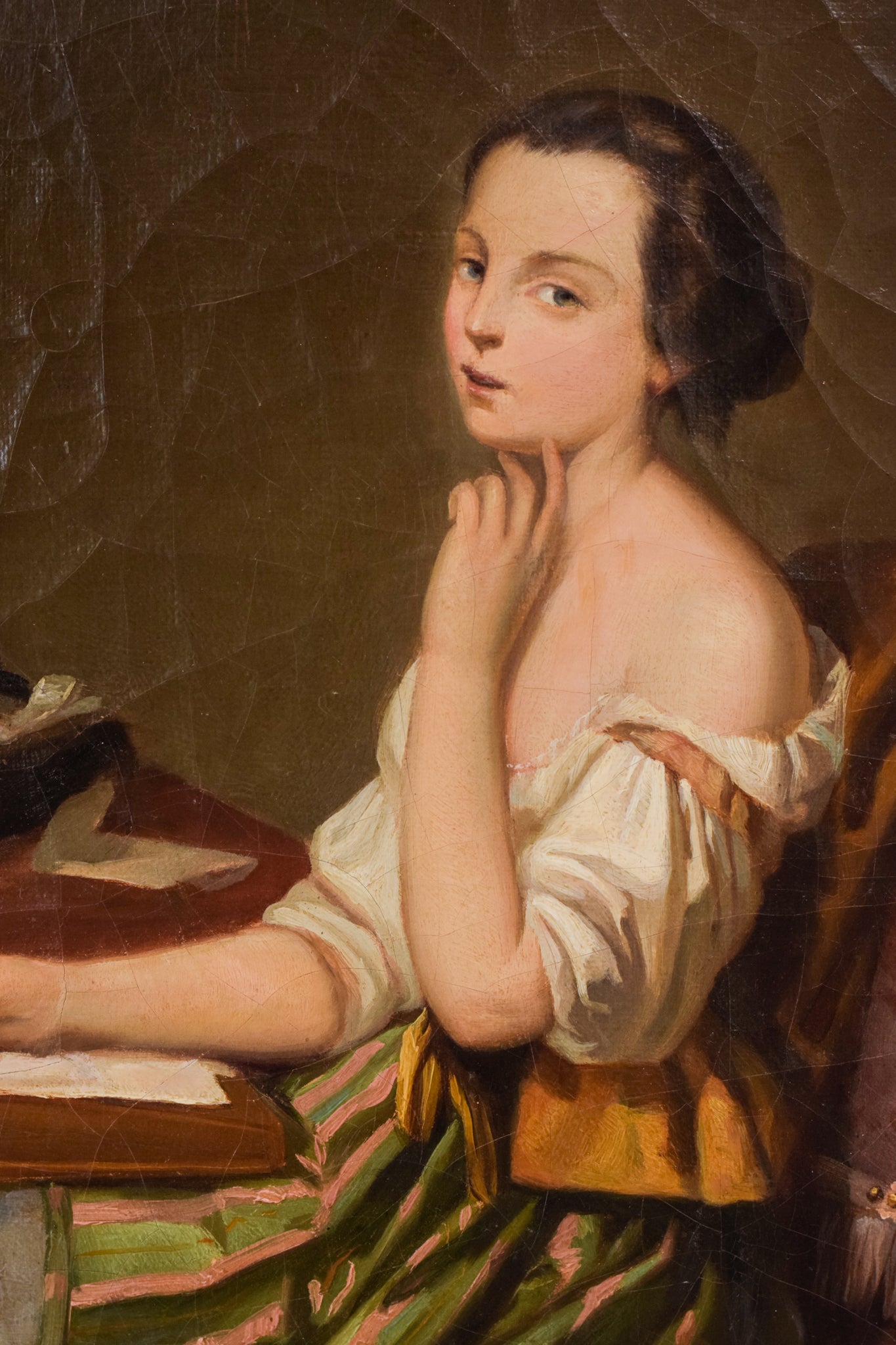 Girl Writing a Letter - Oil on Canvas