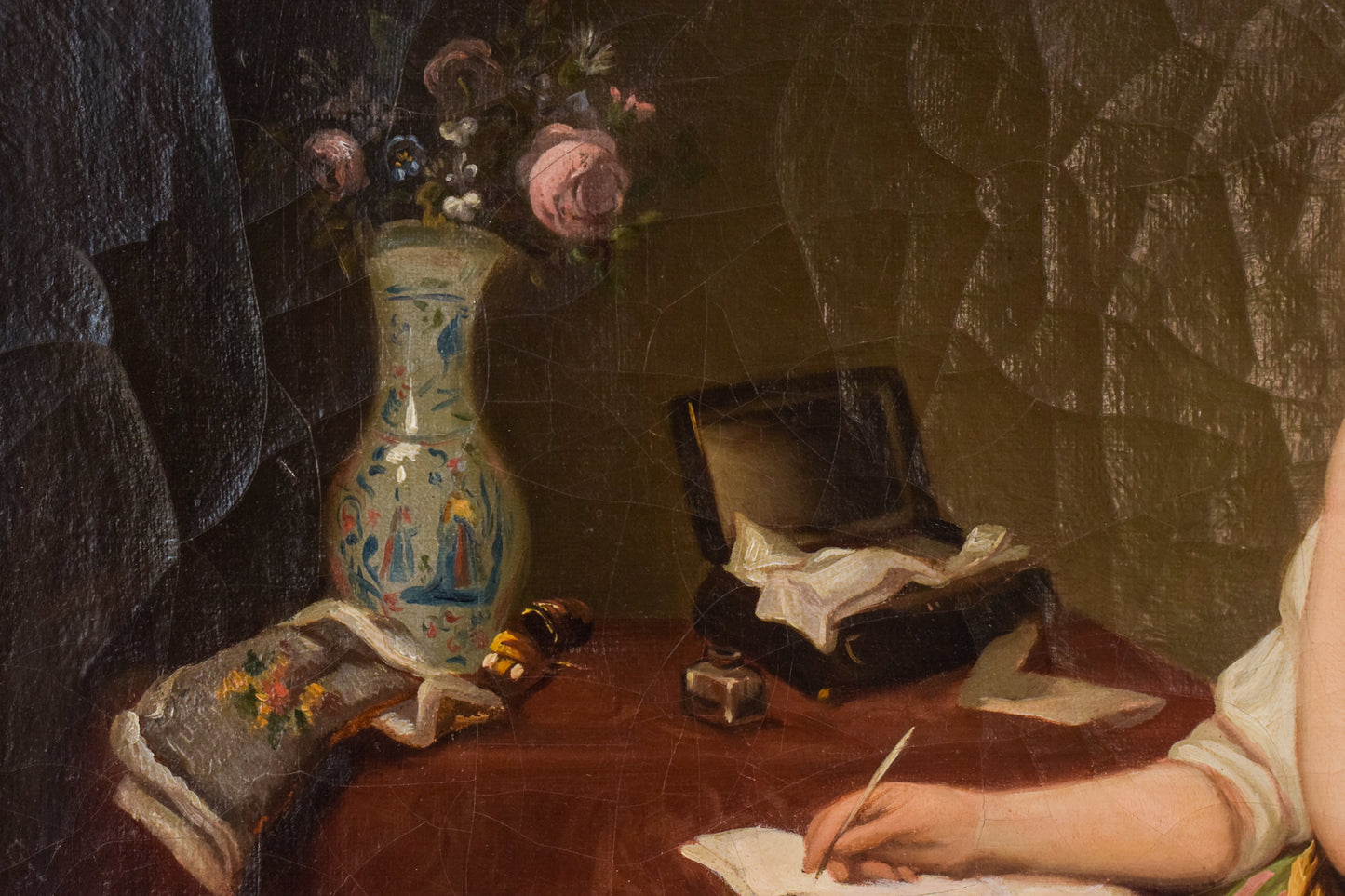 Girl Writing a Letter - Oil on Canvas
