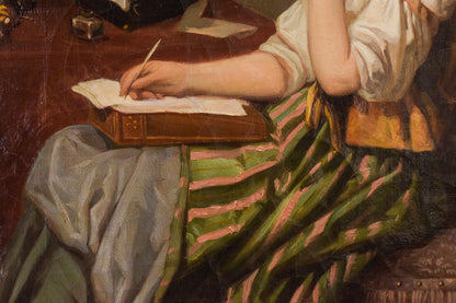 Girl Writing a Letter - Oil on Canvas