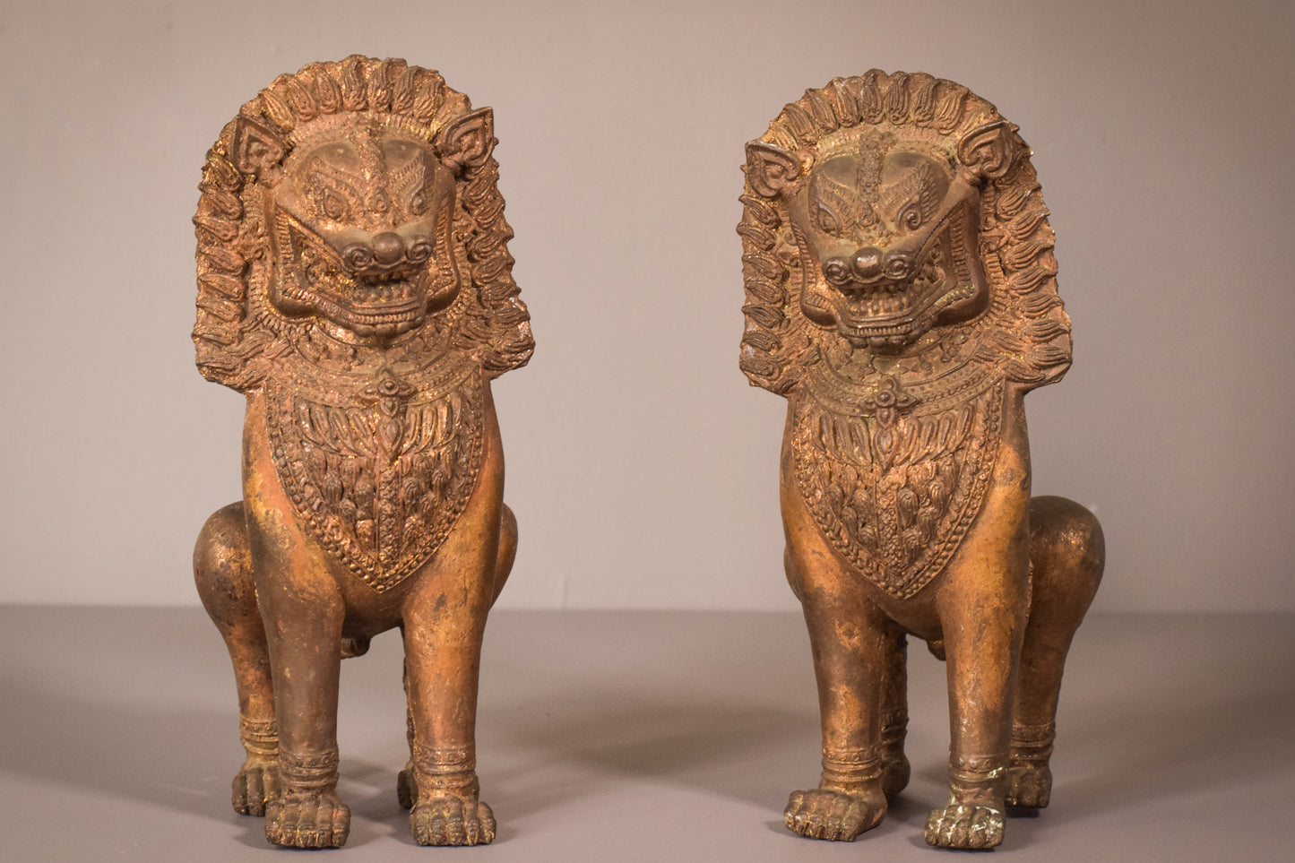 Pair - Thai Bronze Lions
