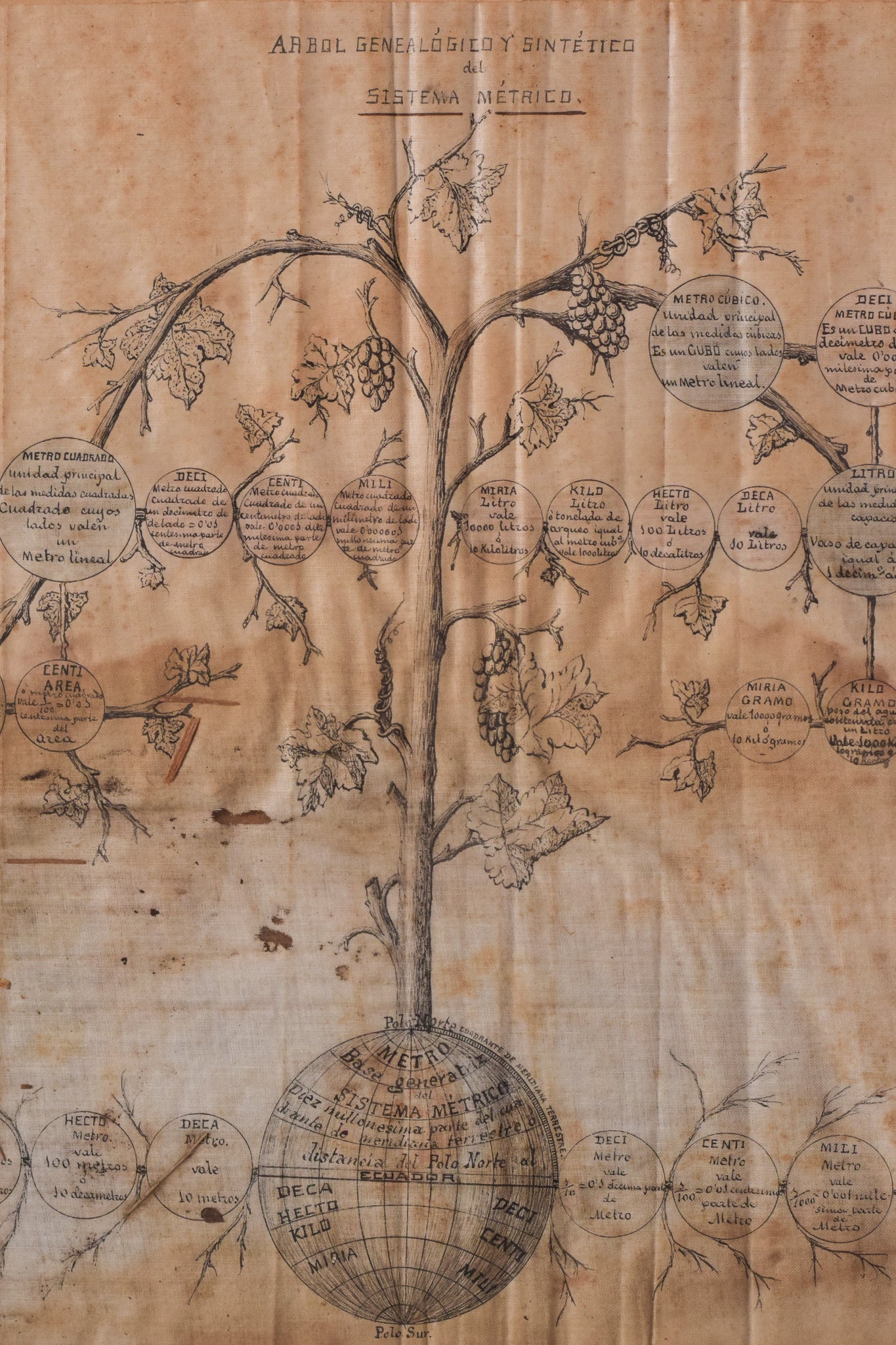 Rare Original Drawing of Metric System (Genealogy Tree)