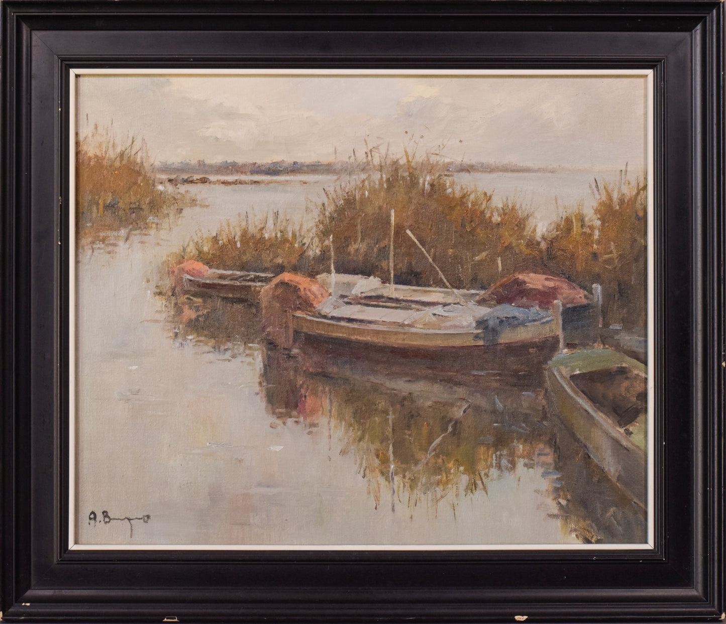 Post Impressionist - Lake Scene with Boats