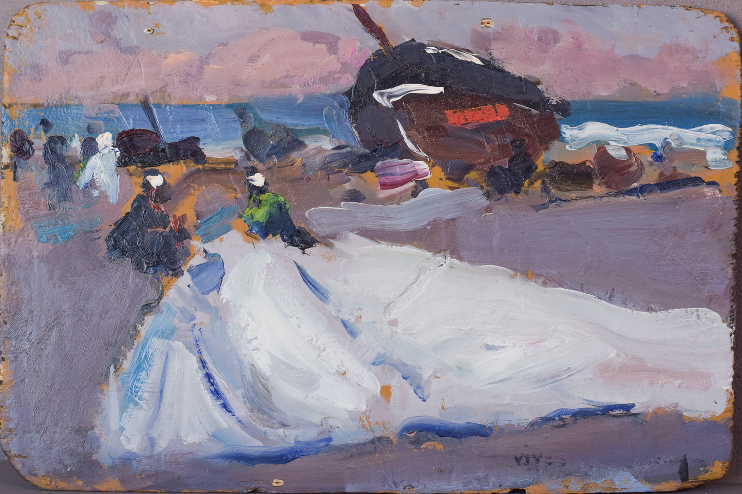 Figures by the Shore - Set of Four Impressionist Studies