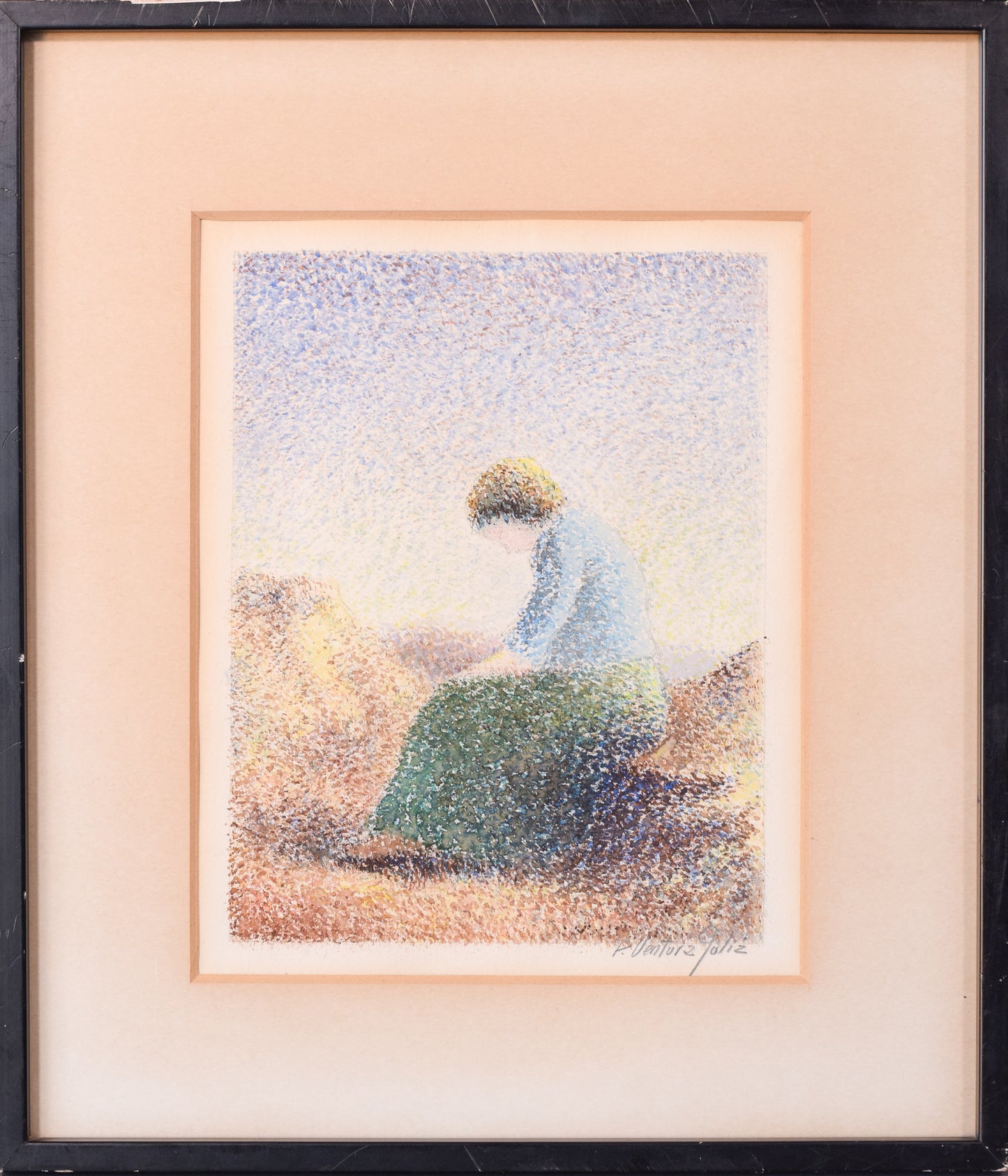 Pointillist Watercolour in Frame by Pere Ventura Julia 