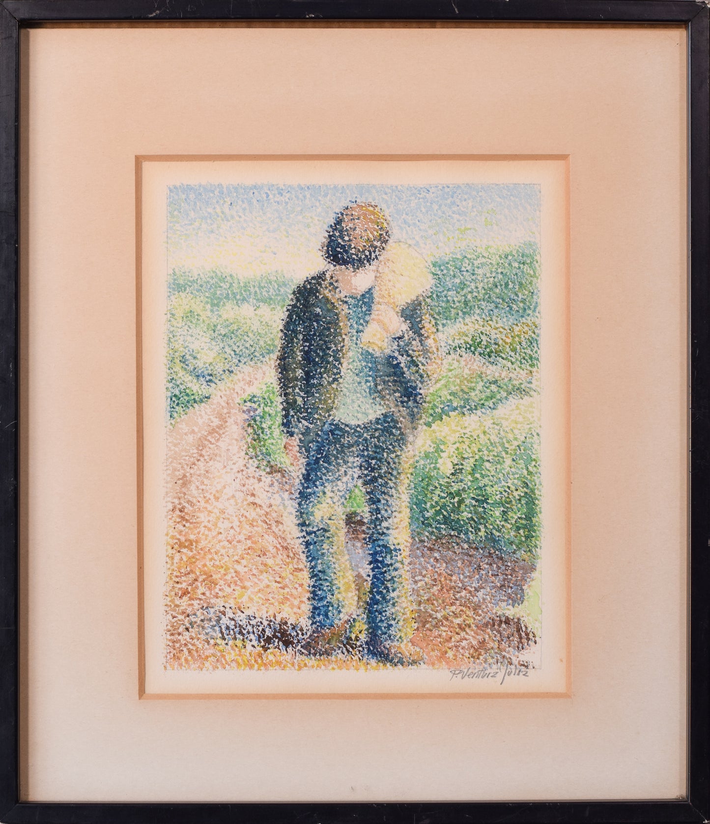 Pointillist Watercolour in Frame by Pere Ventura Julia 