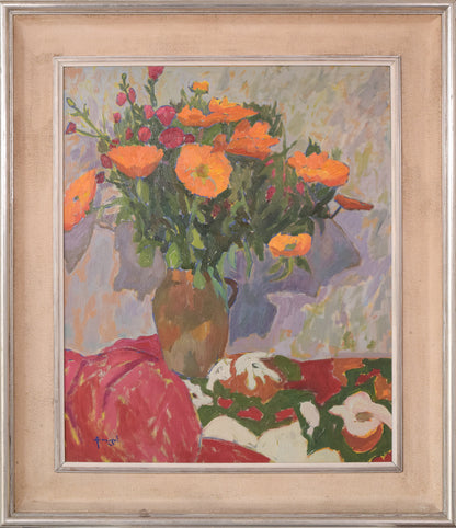Post Impressionist Still Life with Orange Flowers