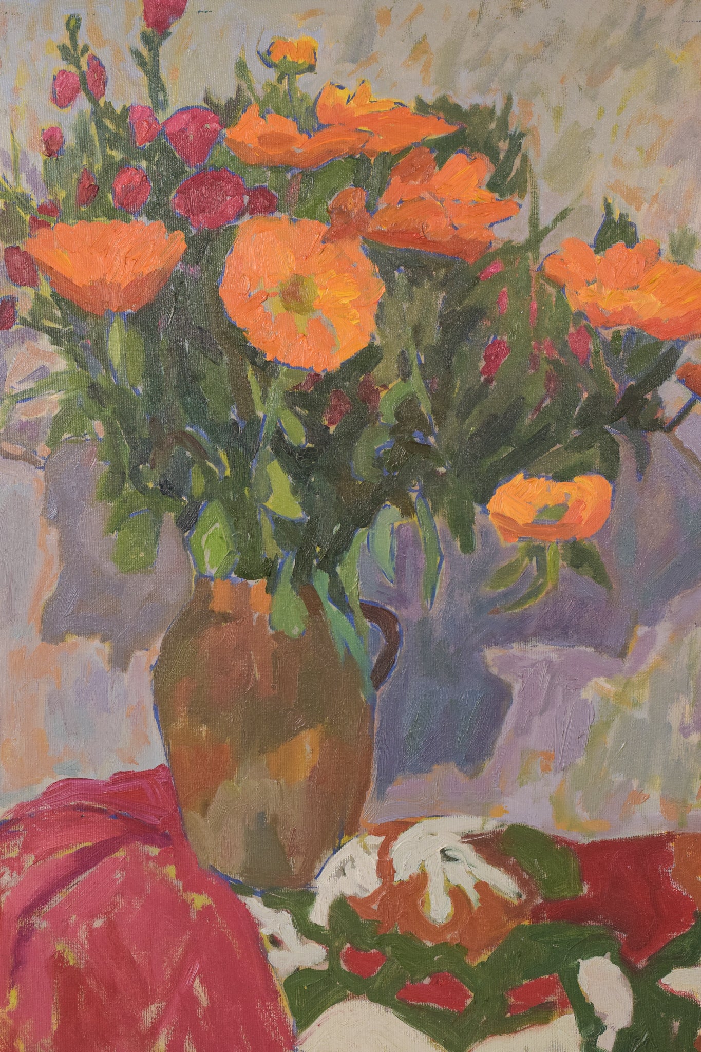 Post Impressionist Still Life with Orange Flowers