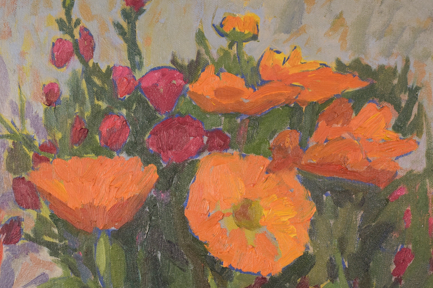 Post Impressionist Still Life with Orange Flowers