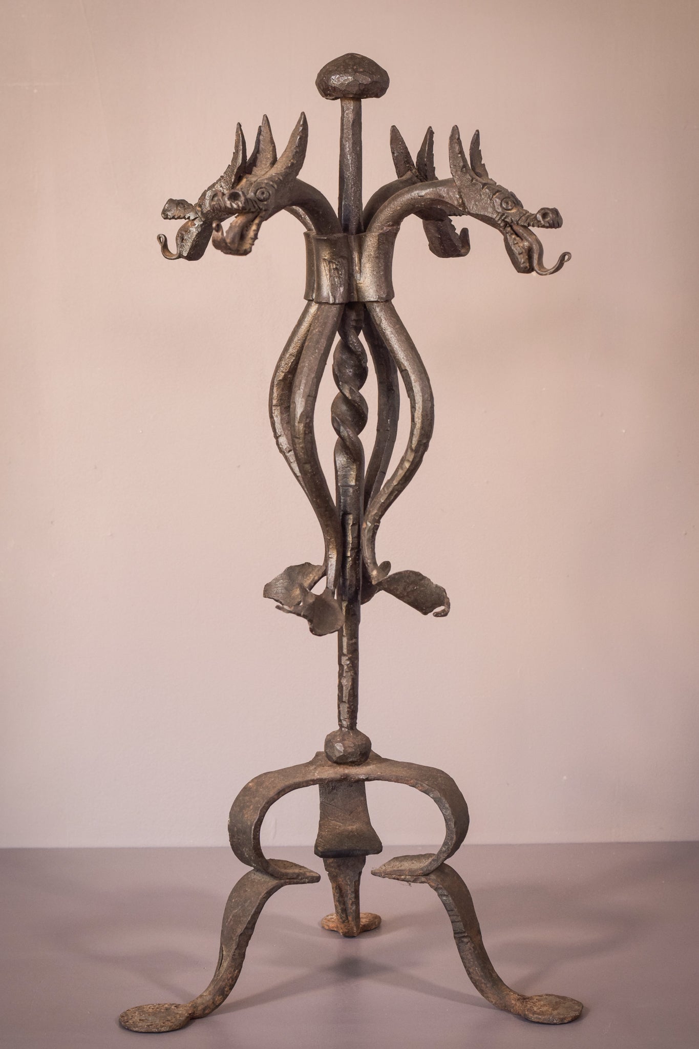 Art Nouveau Wrought Iron Dragon Stand