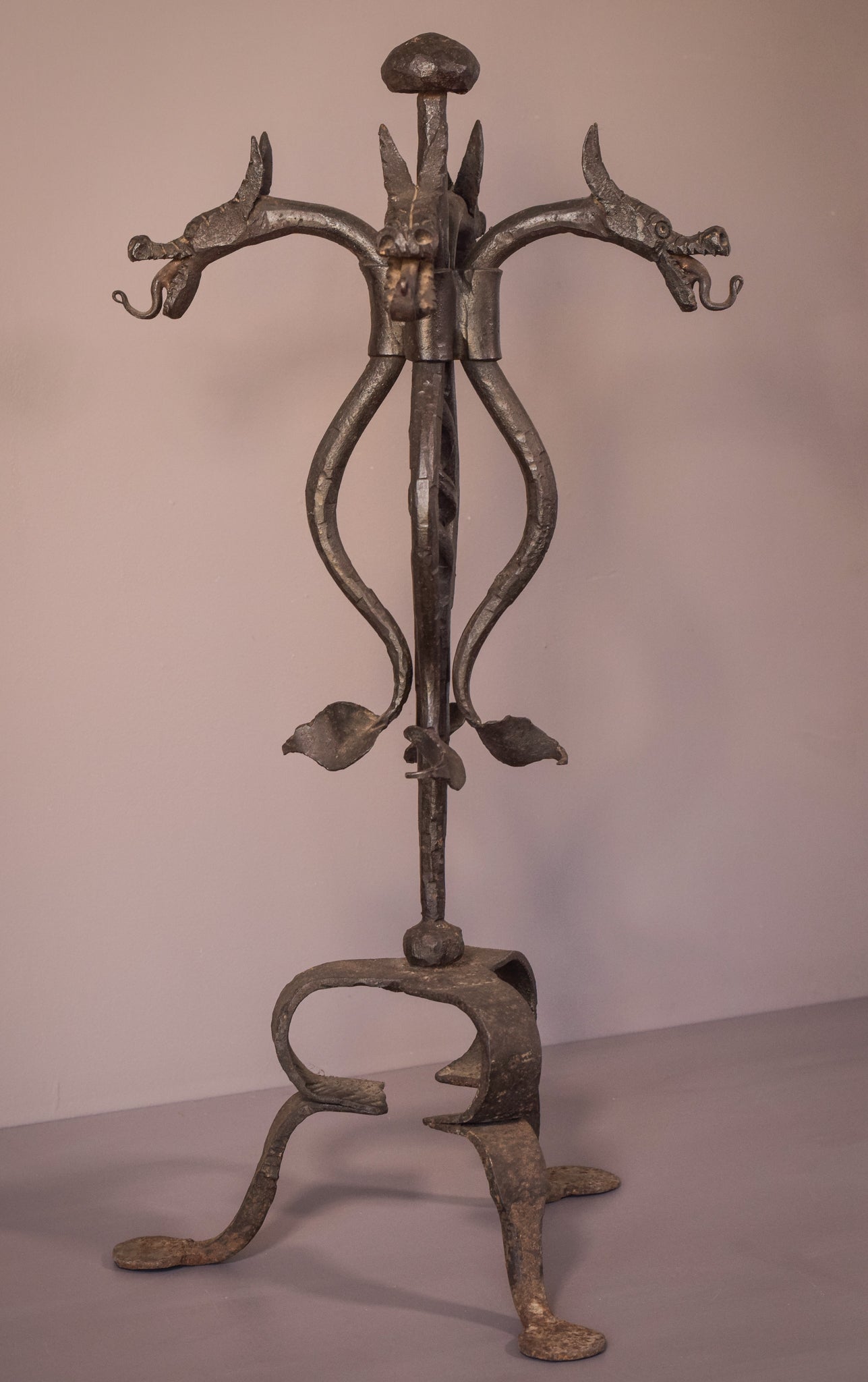 Art Nouveau Wrought Iron Dragon Stand