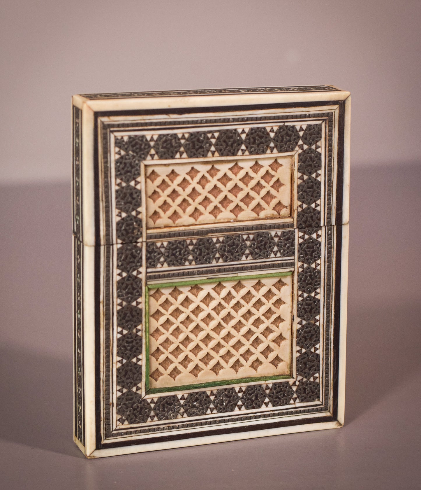 Pair of 19C Anglo Indian Sadeli Mosaic Greeting Card Cases