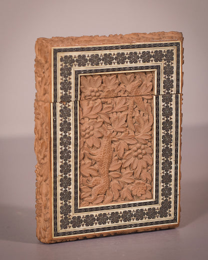 Pair of 19C Anglo Indian Sadeli Mosaic Greeting Card Cases