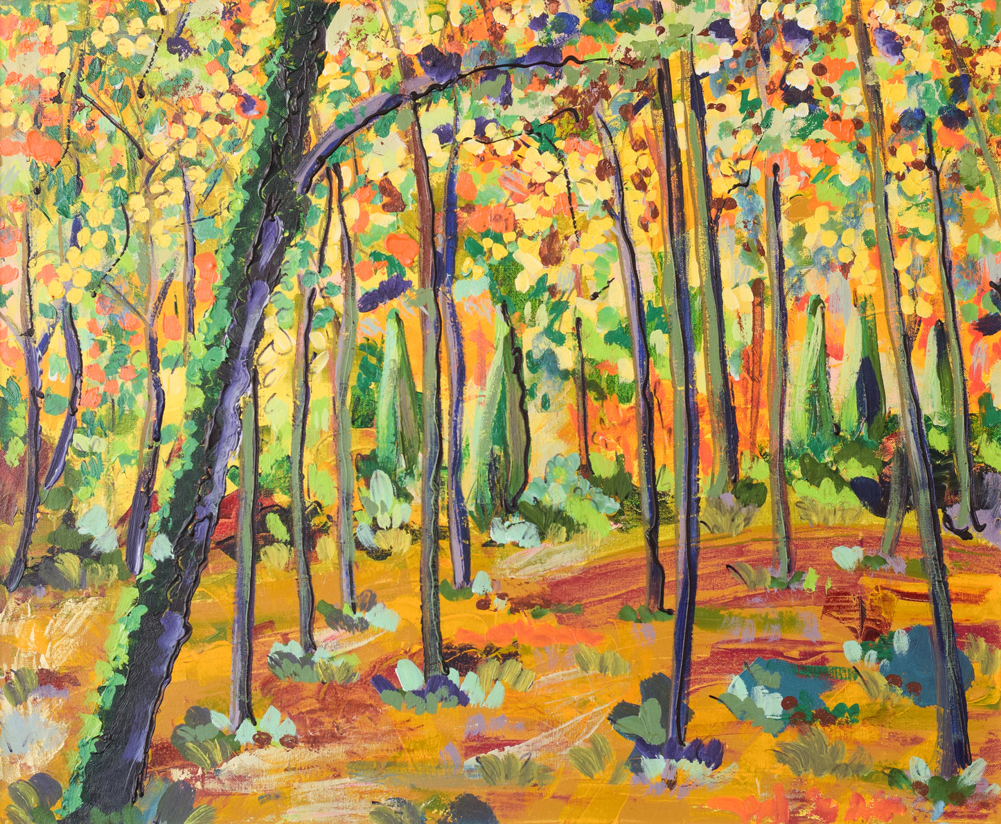 Vibrant Impressionist Forest Landscape