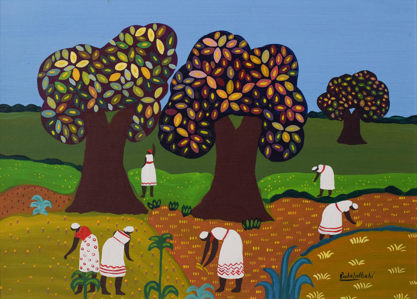 Naive Style - Landscape with Workers