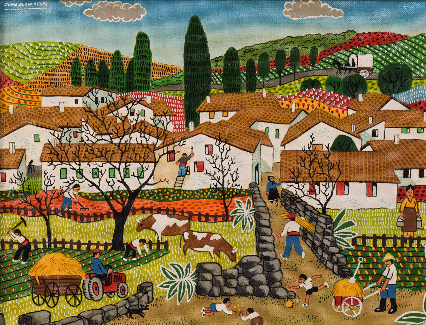 Juan Blancafort - 'Los Arboles Secos' - Naive Village Landscape