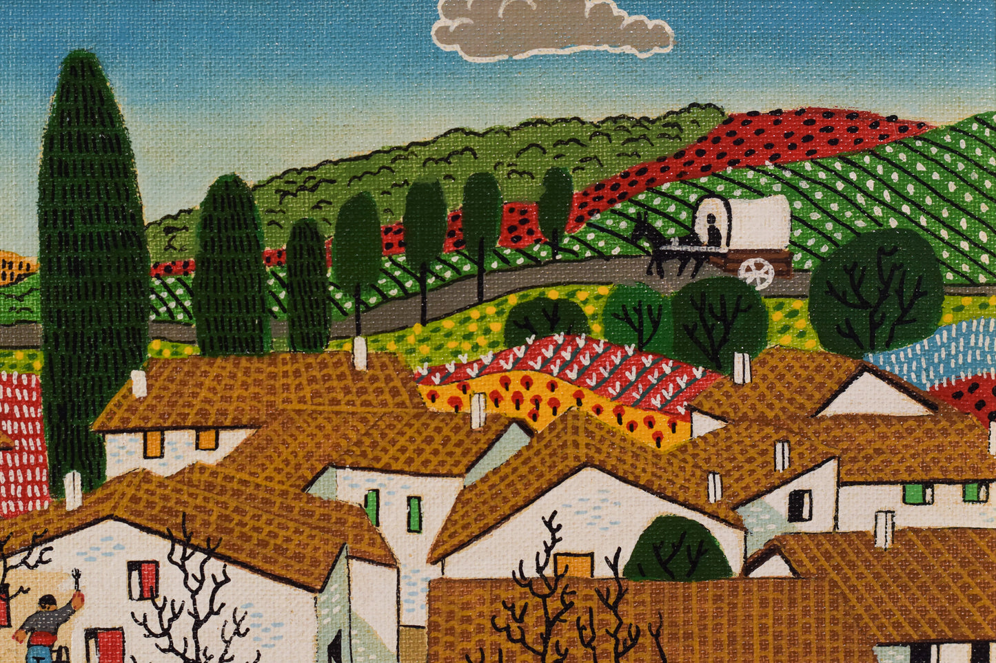 Juan Blancafort - 'Los Arboles Secos' - Naive Village Landscape