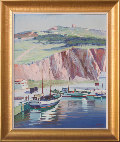 Ricard Tarrega Viladoms - Post Impressionist Landscape with Boats