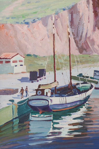 Ricard Tarrega Viladoms - Post Impressionist Landscape with Boats