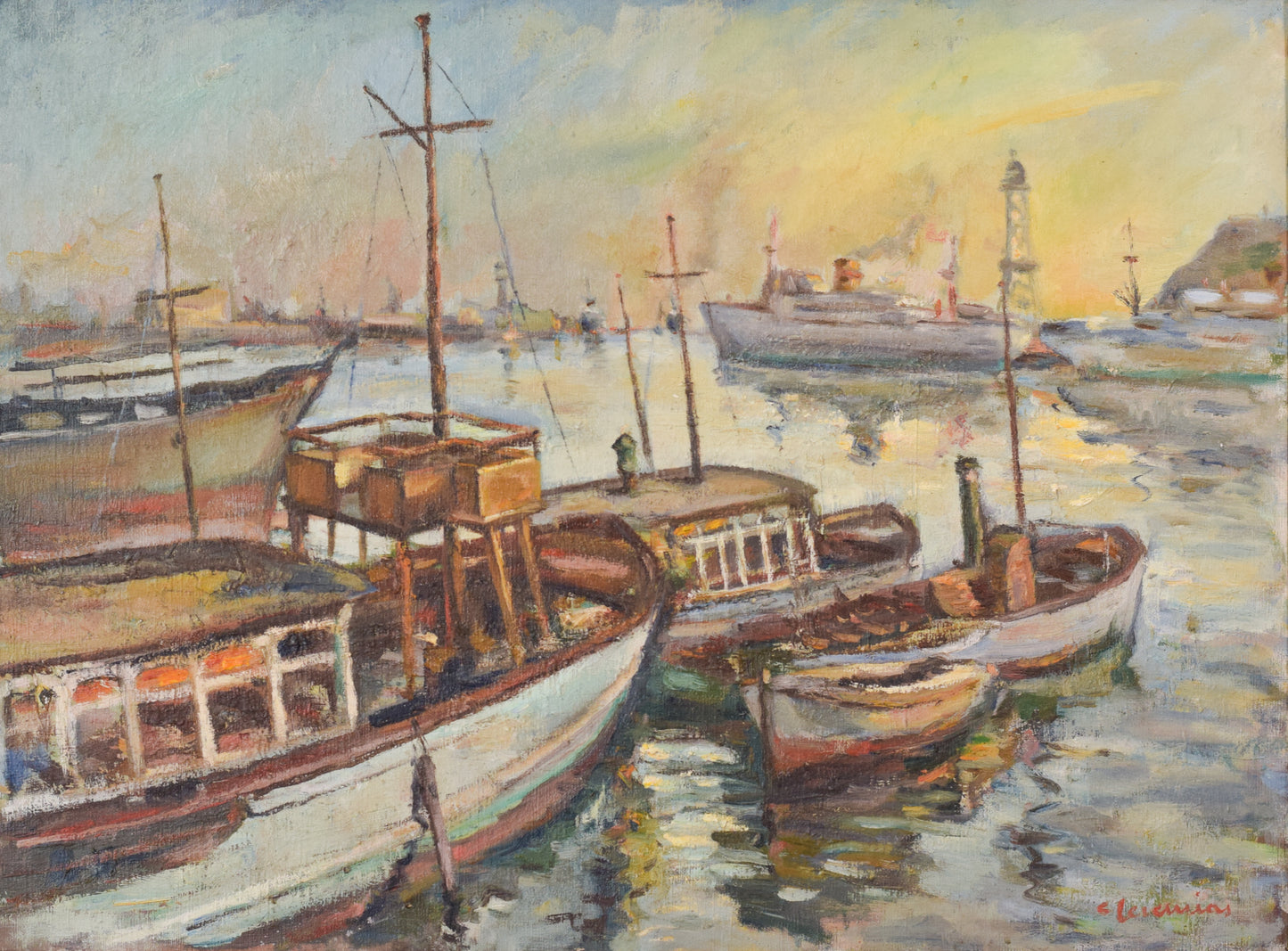 Large Impressionist - Port Scene