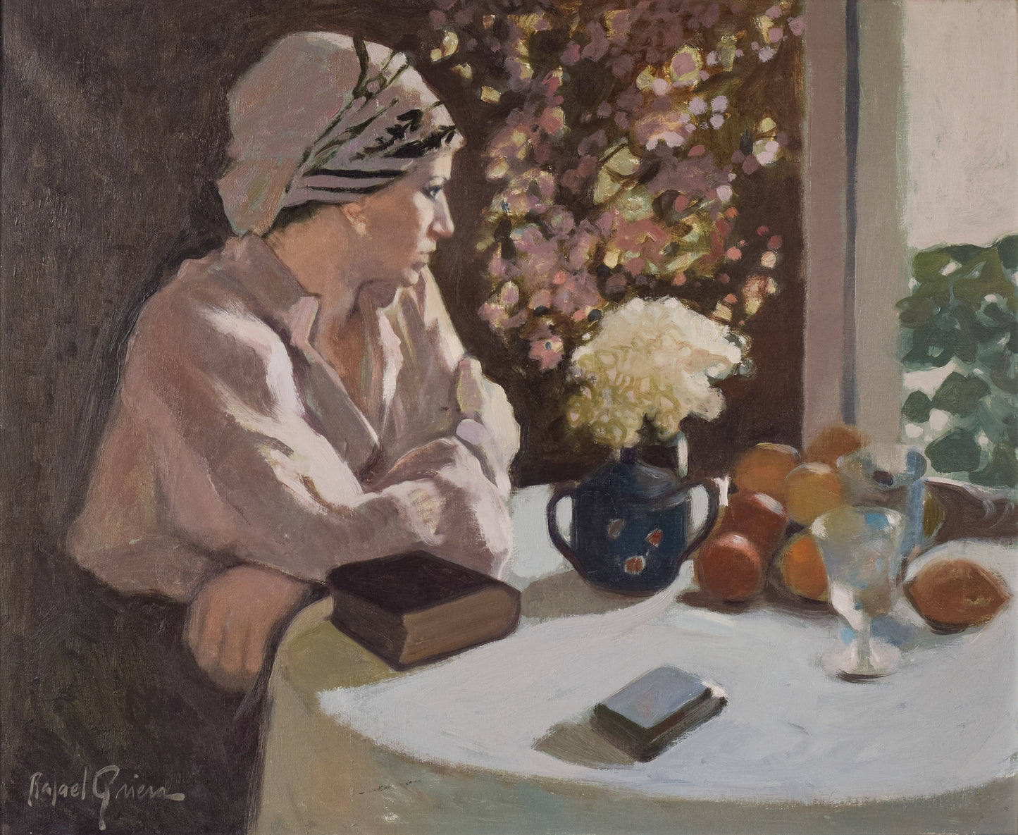 Rafael Griera Calderon - Portrait of a Lady at a Window