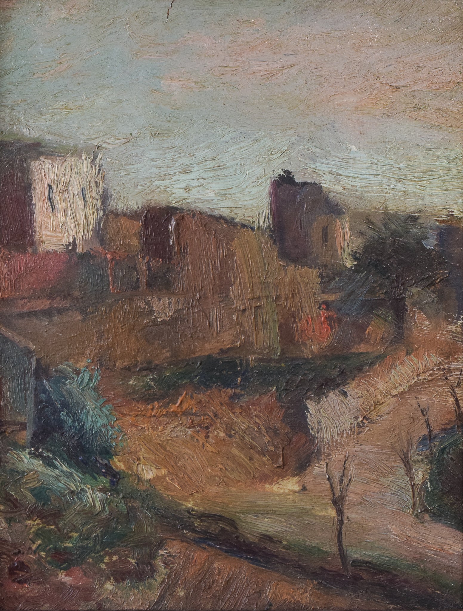 Post-Impressionist Village Landscape Painting