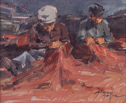 Post impressionist Study - Fishermen Repairing Nets