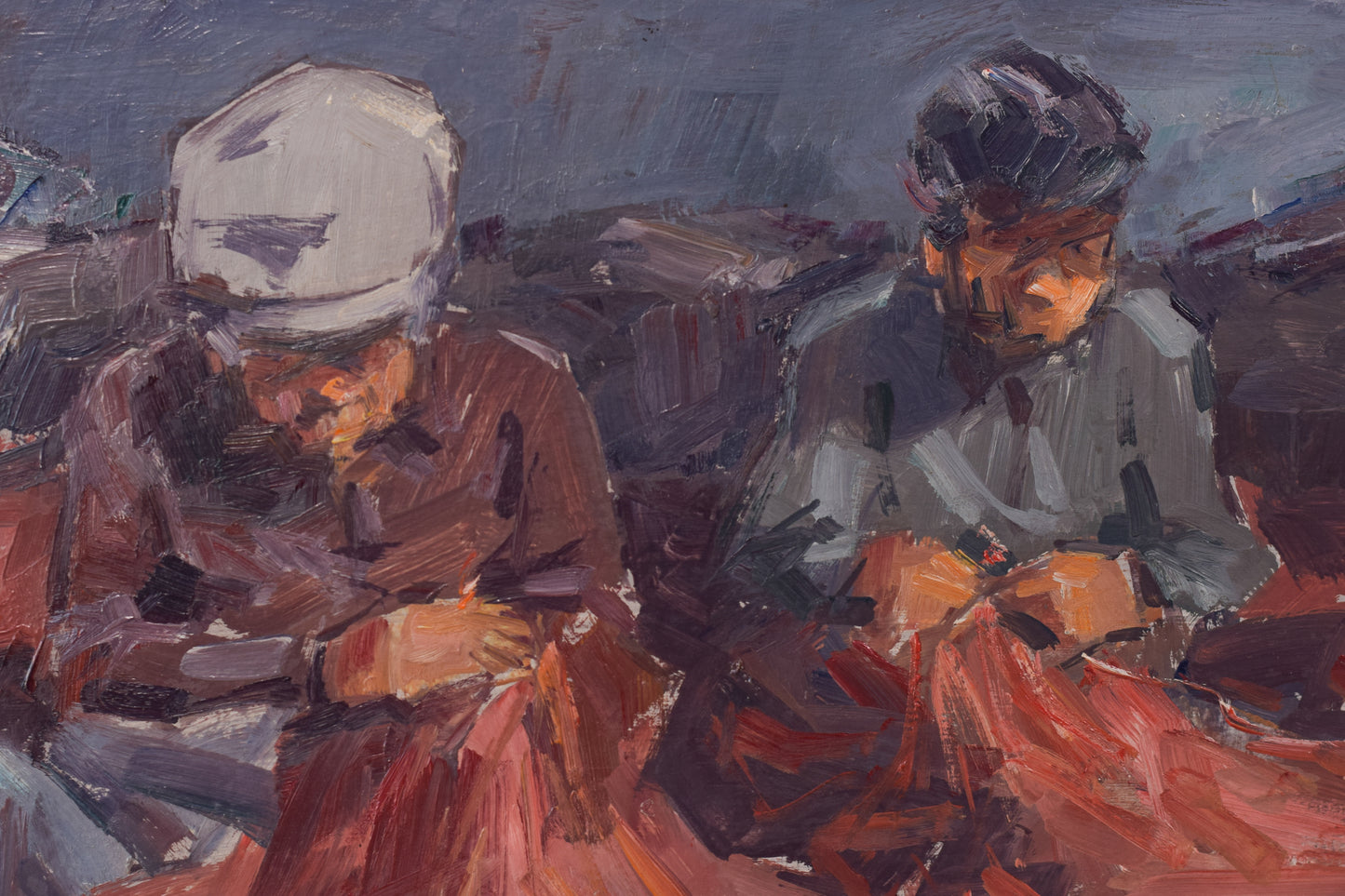 Post impressionist Study - Fishermen Repairing Nets