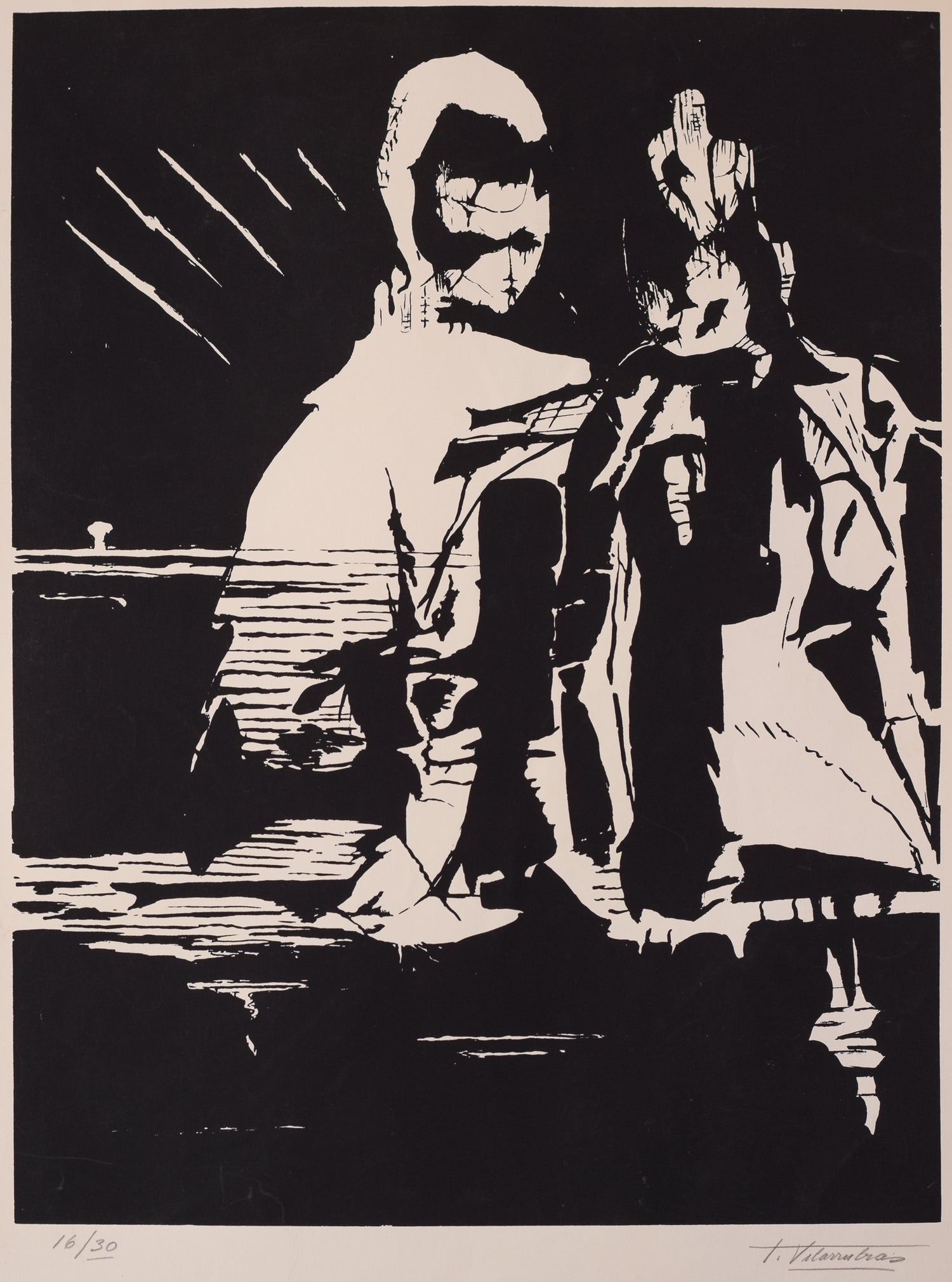 Black and White Limited Addition Lithograph - Teresa VILARRUBIAS (1914) - Modern Decorative
