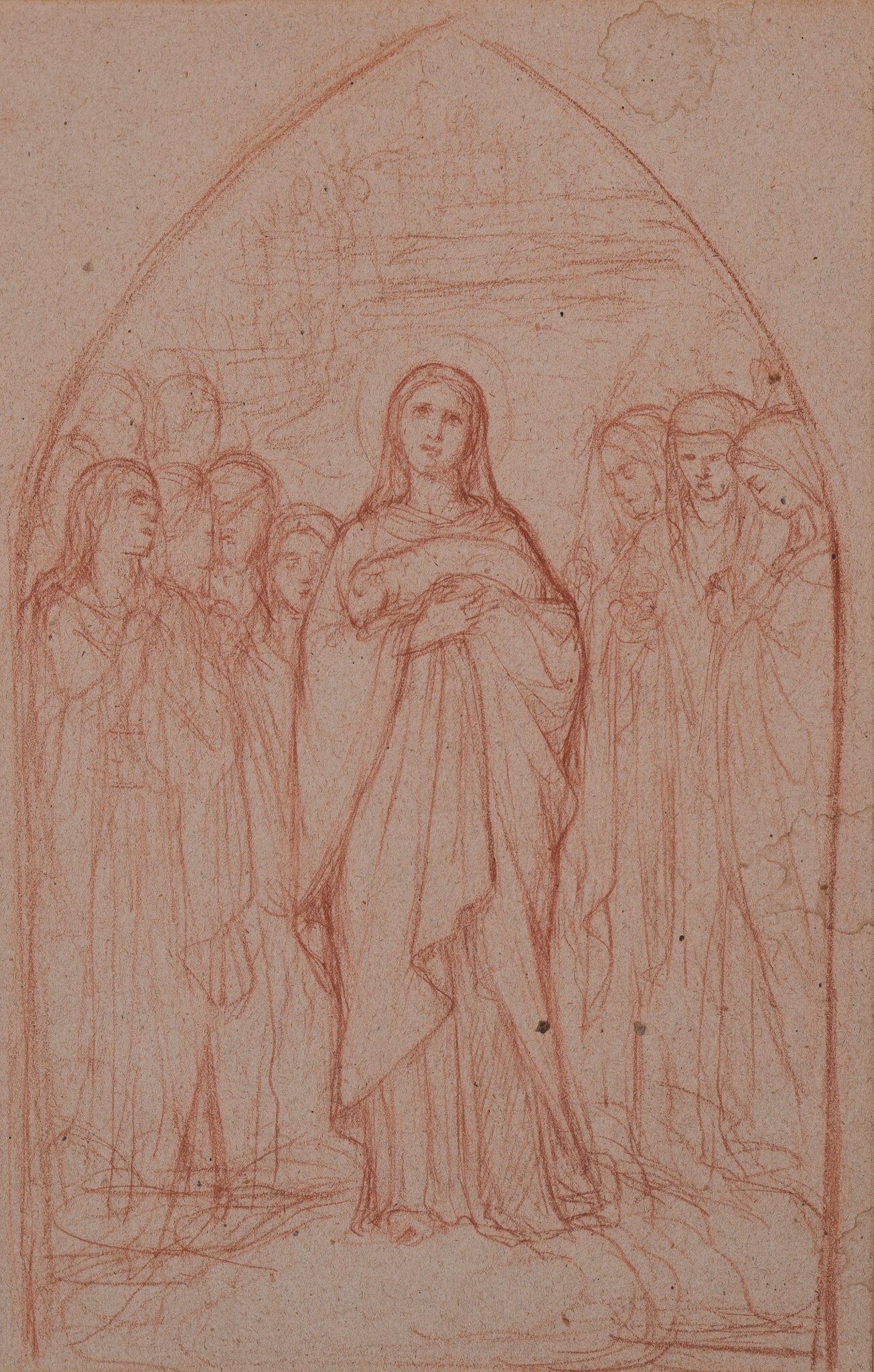 Pre-Raphaelite Sanguine Drawing