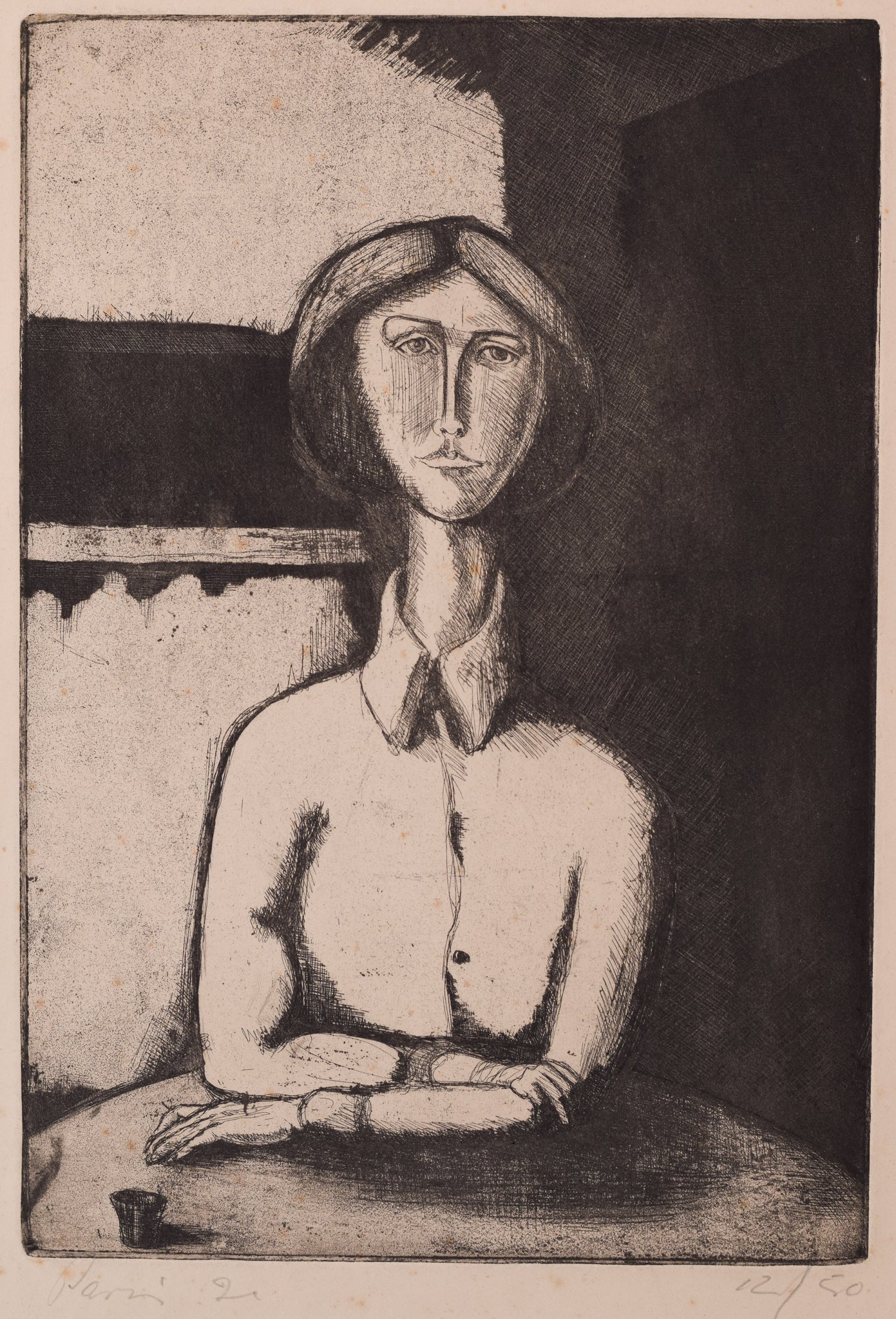 Follower of Picasso - Etching Portrait of a Lady