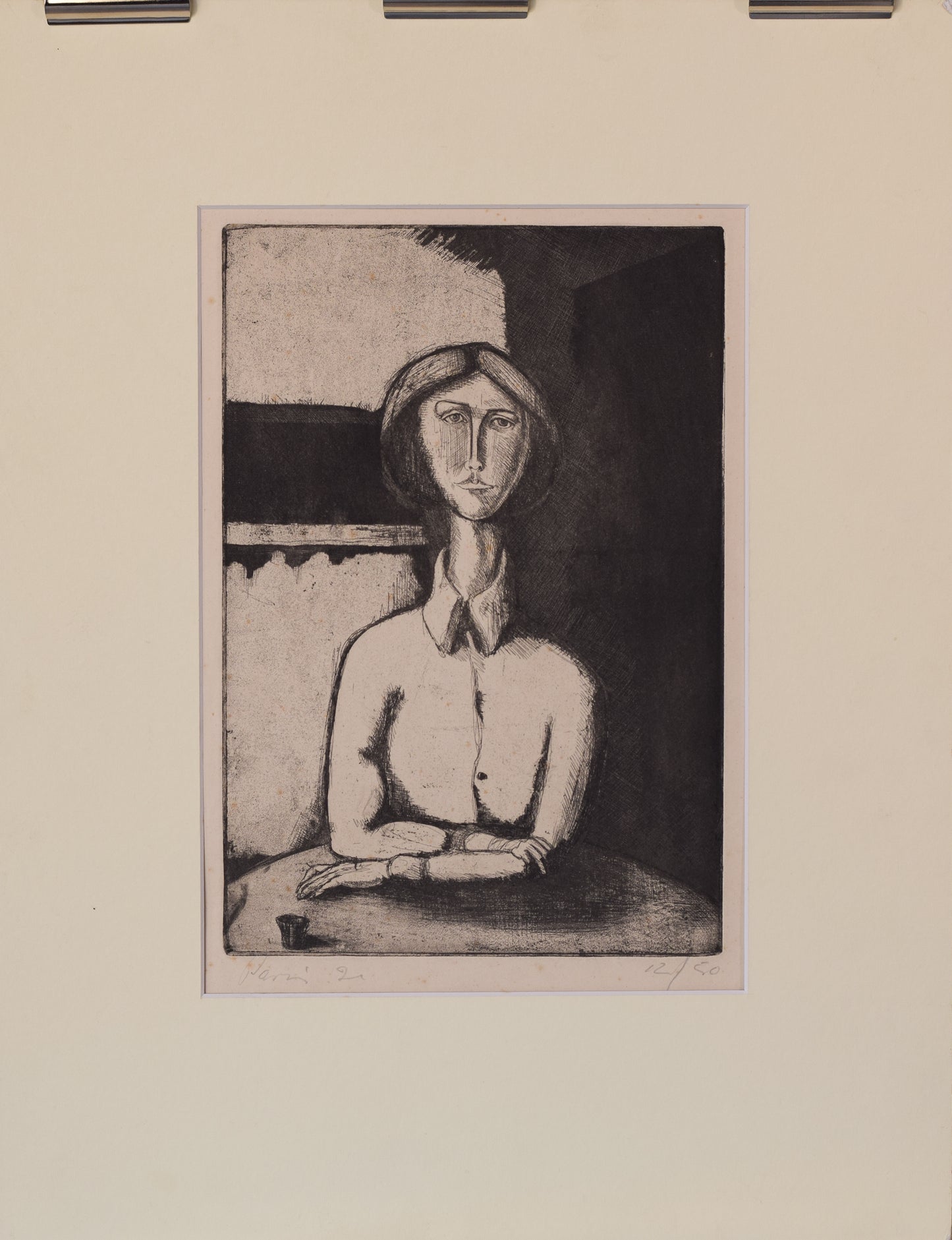 Follower of Picasso - Etching Portrait of a Lady