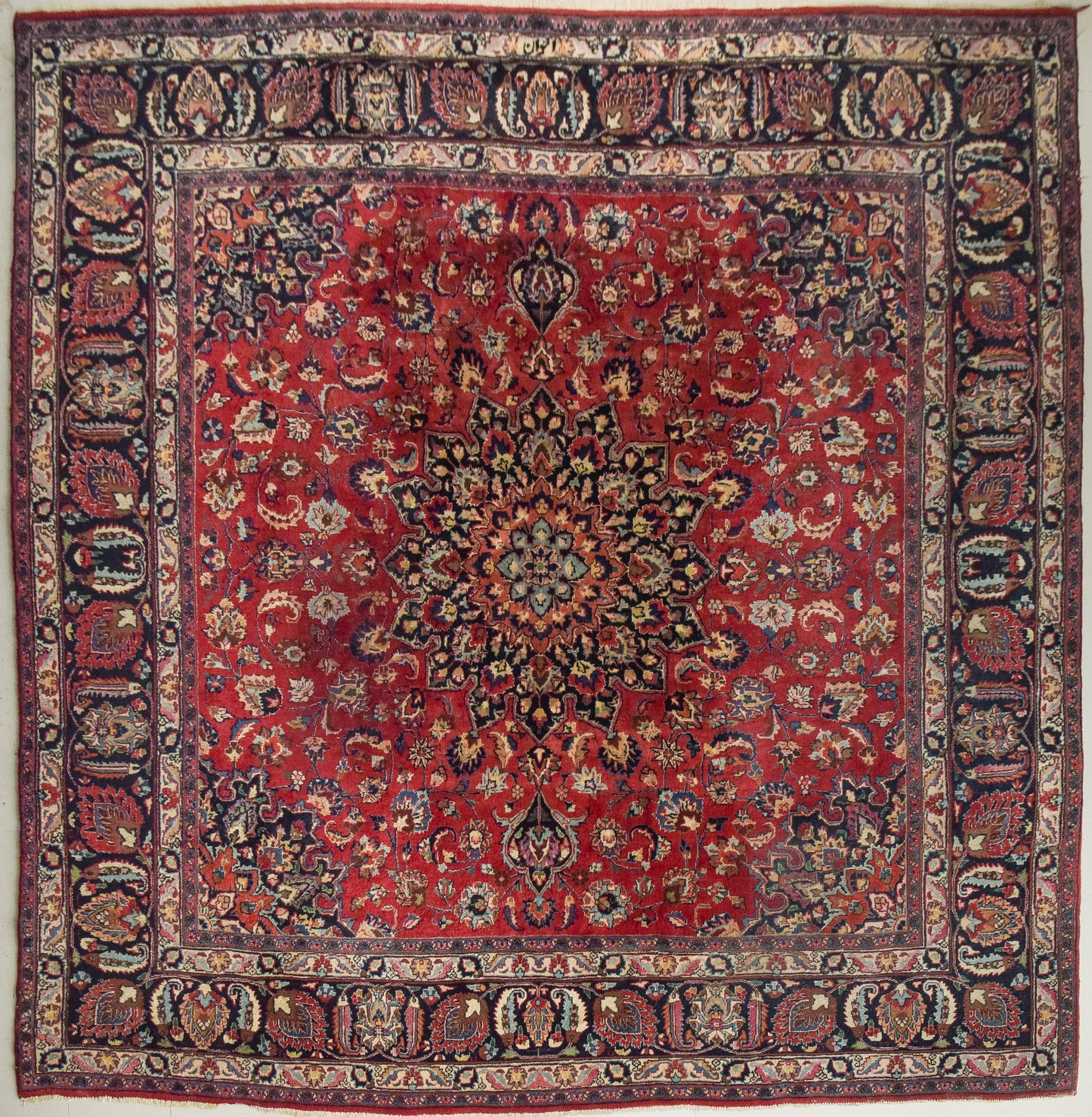 Vintage Handwoven Mashad Rug