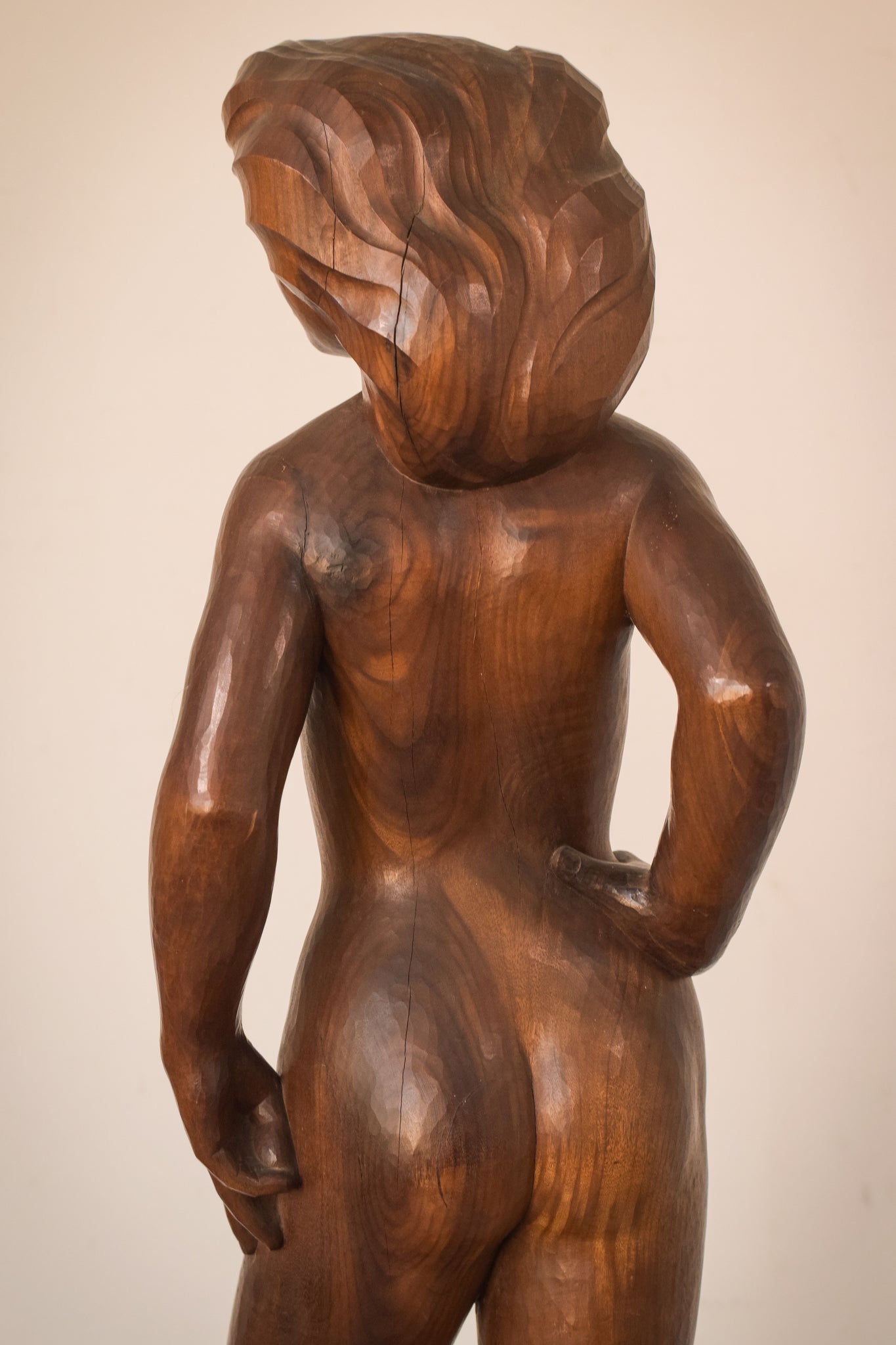 Wood Carved Female Nude with Stand