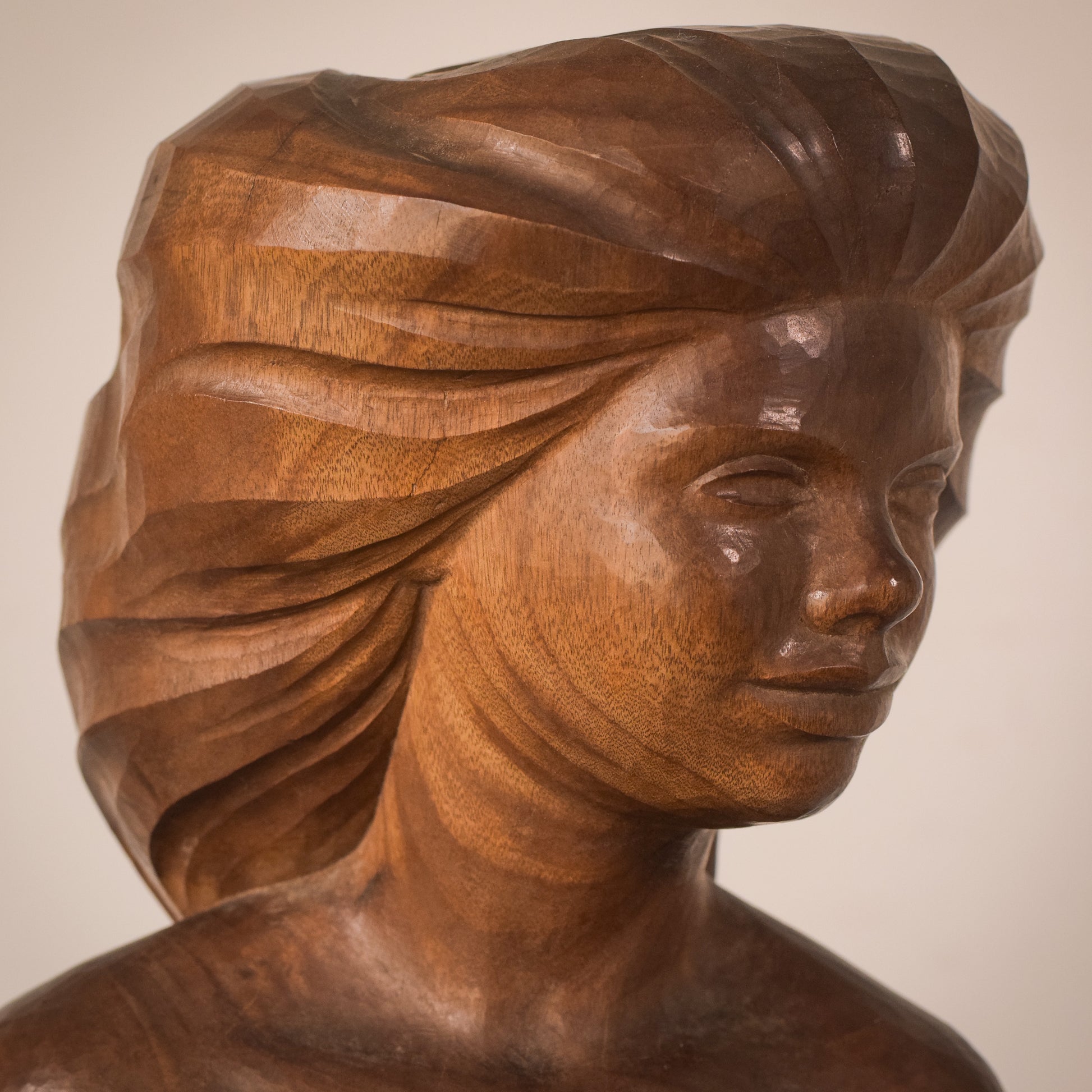 Wood Carved Female Nude with Stand