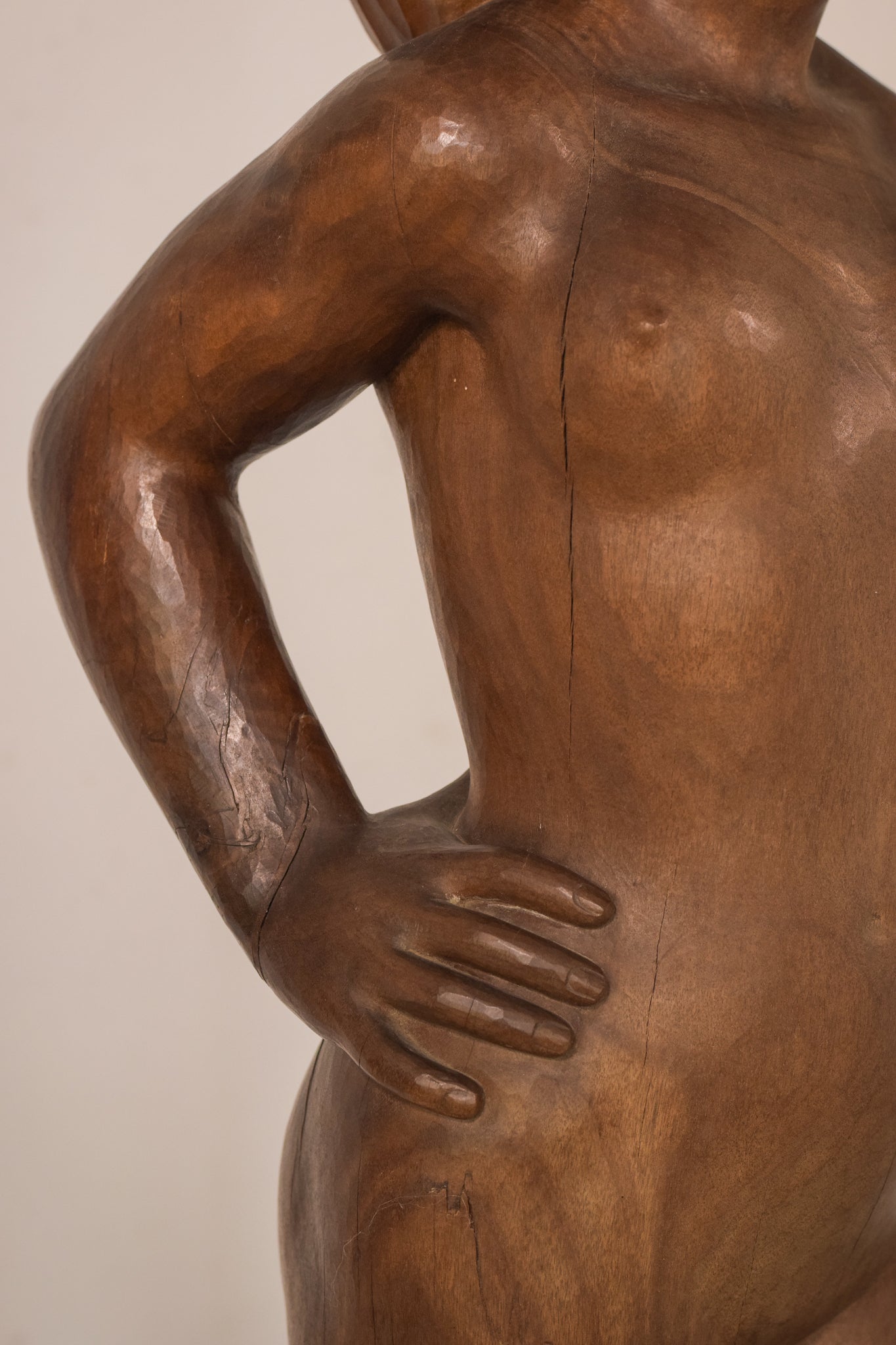 Wood Carved Female Nude with Stand