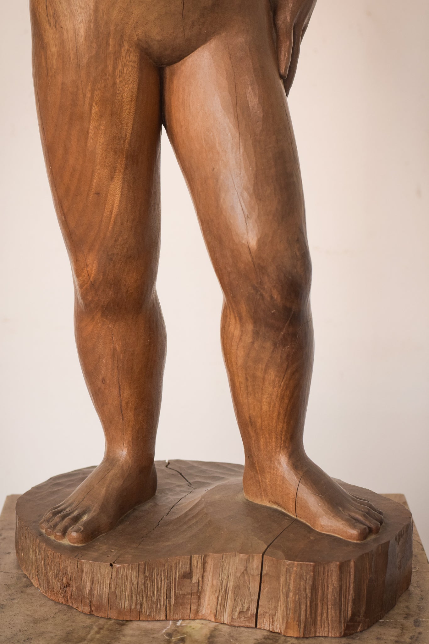 Wood Carved Female Nude with Stand