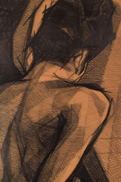 Large Stylised Life Drawing of a Lady