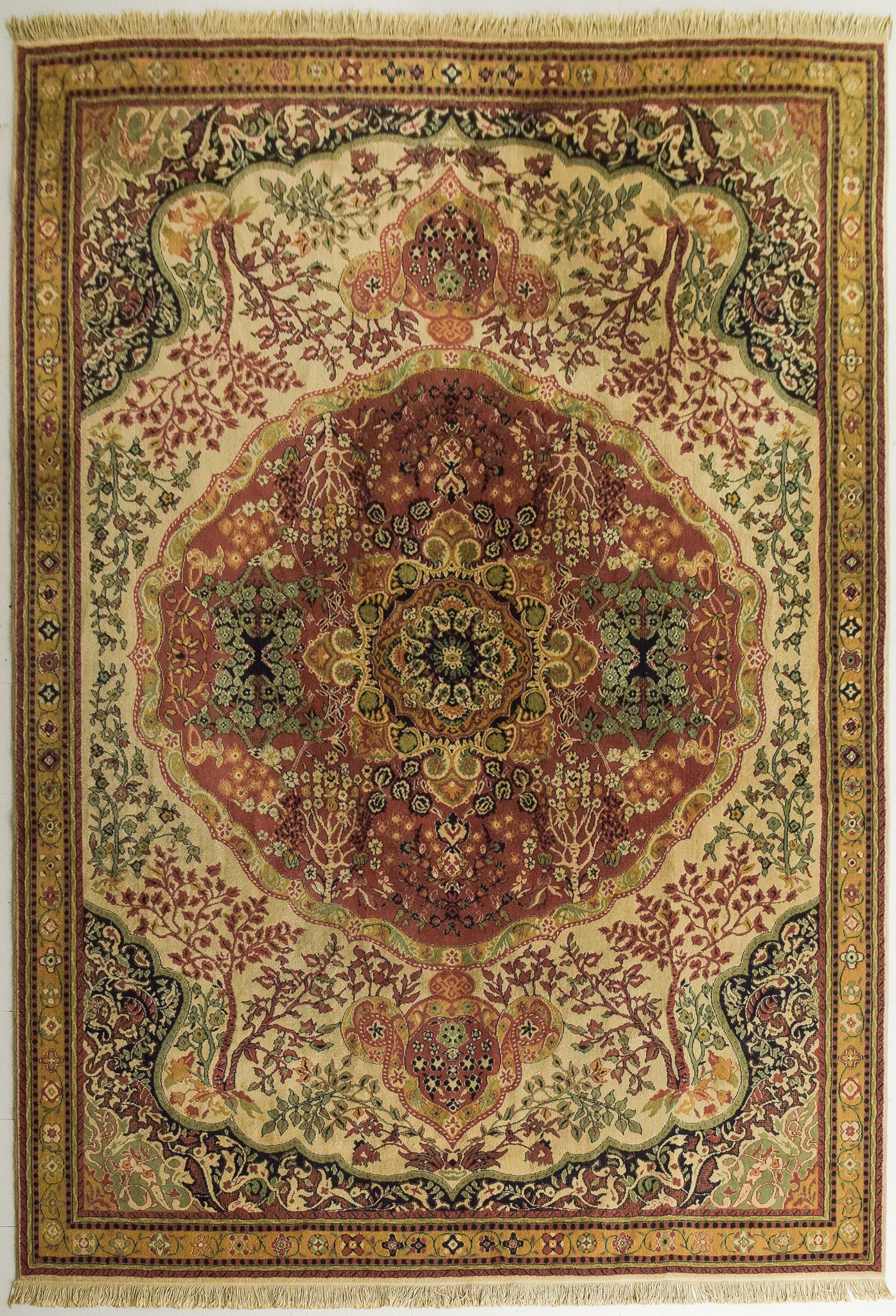 Large Vintage Indian Botanical Rug